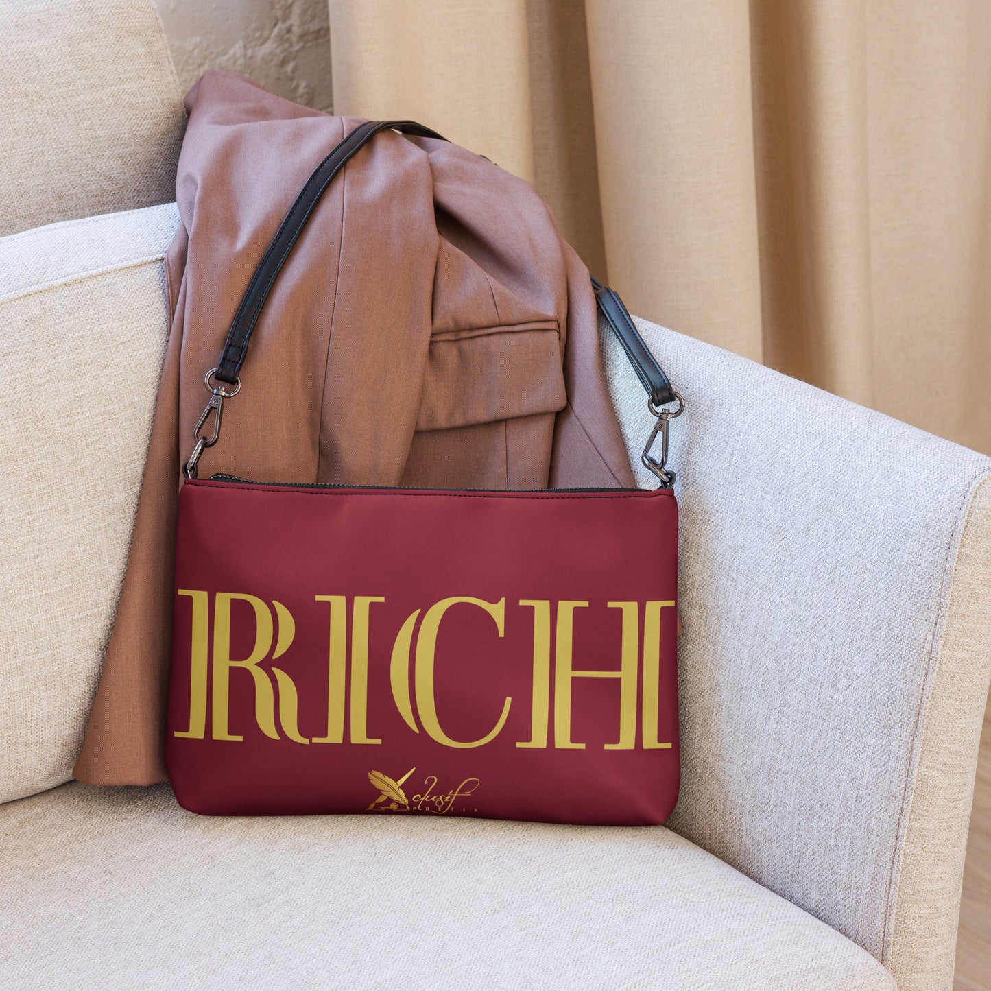 RICH BY XCLUSIF POETIX BURGUNDY & GOLD Crossbody bag