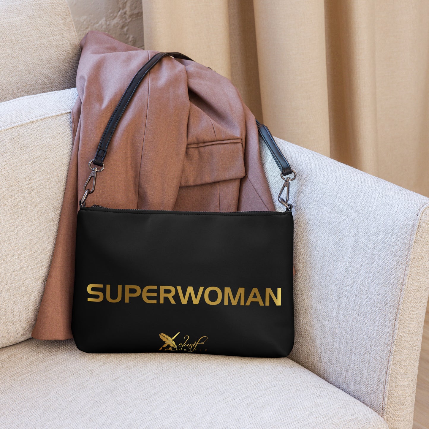 SUPERWOMAN BY XCLUSIF POETIX BLACK & GOLD Crossbody bag