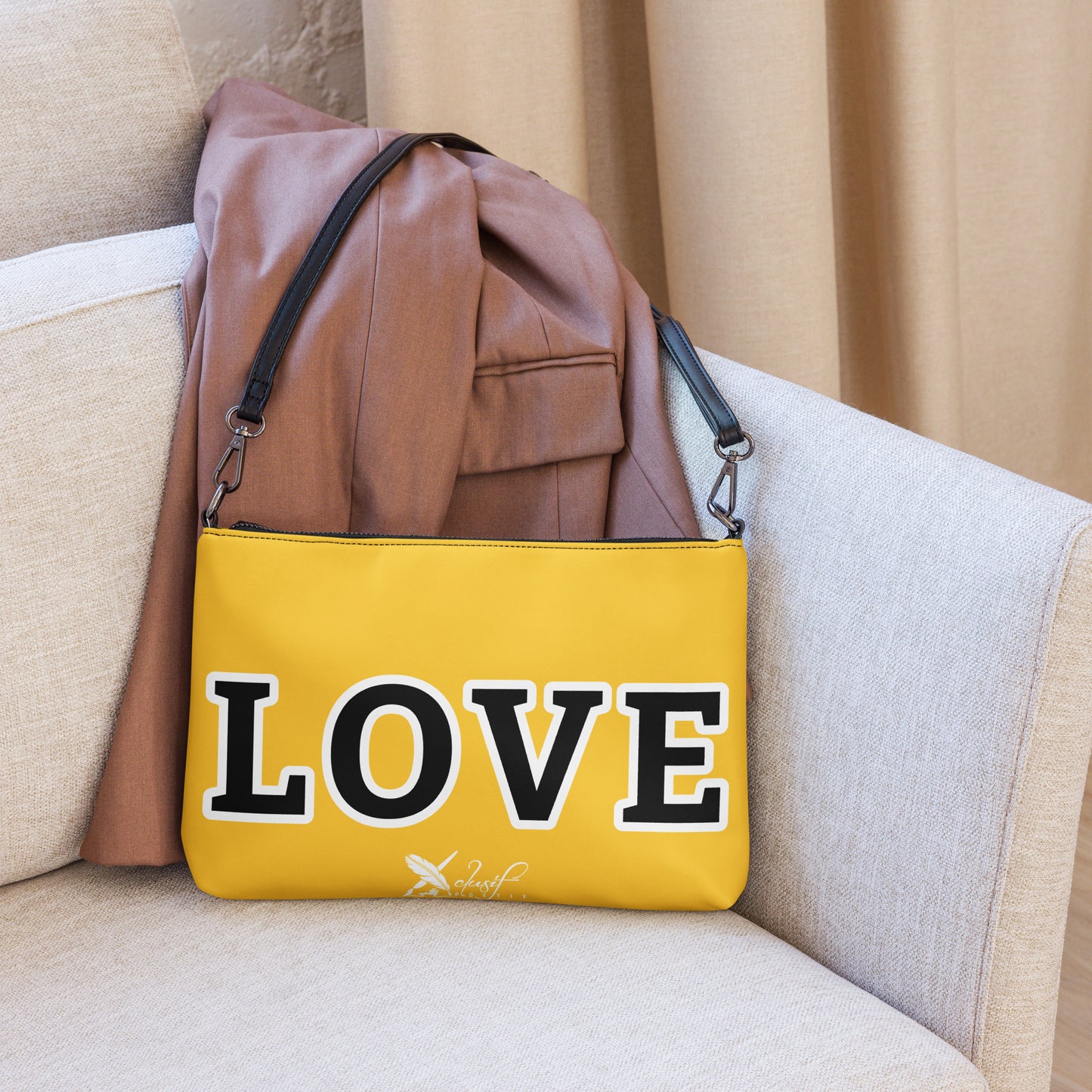 LOVE BY XCLUSIF POETIX YELLOW & BLACK Crossbody bag