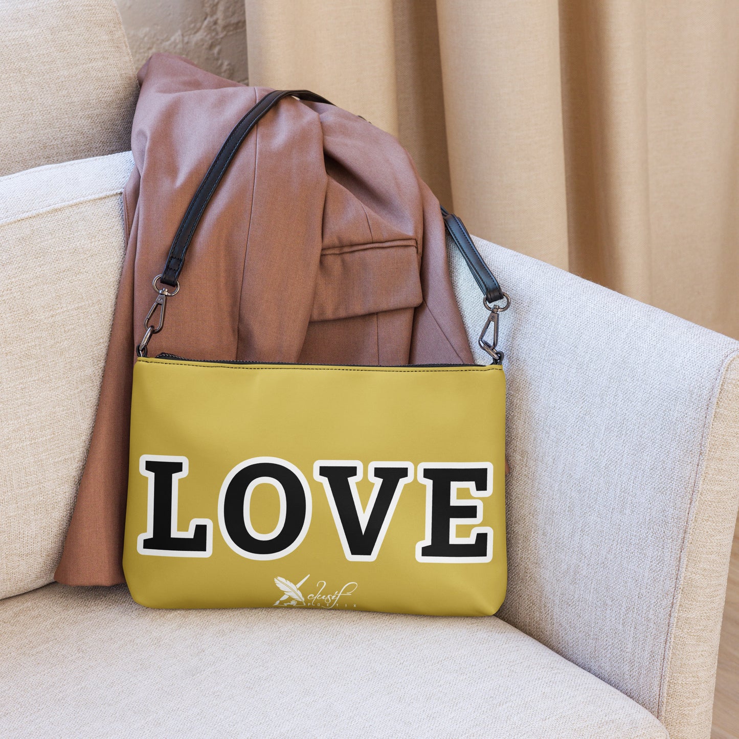 LOVE BY XCLUSIF POETIX GOLD & BLACK Crossbody bag