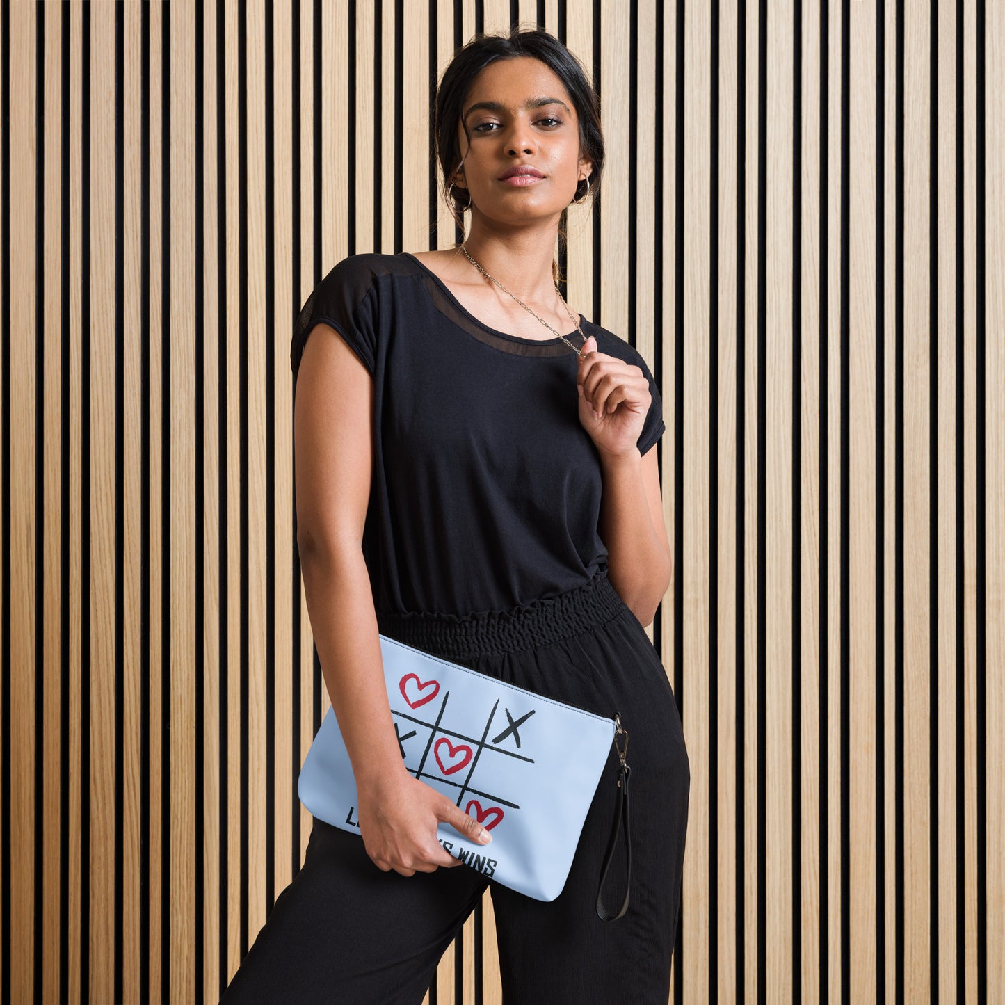 "LOVE ALWAYS WINS" BY XCLUSIF POETIX LIGHT BLUE Crossbody bag