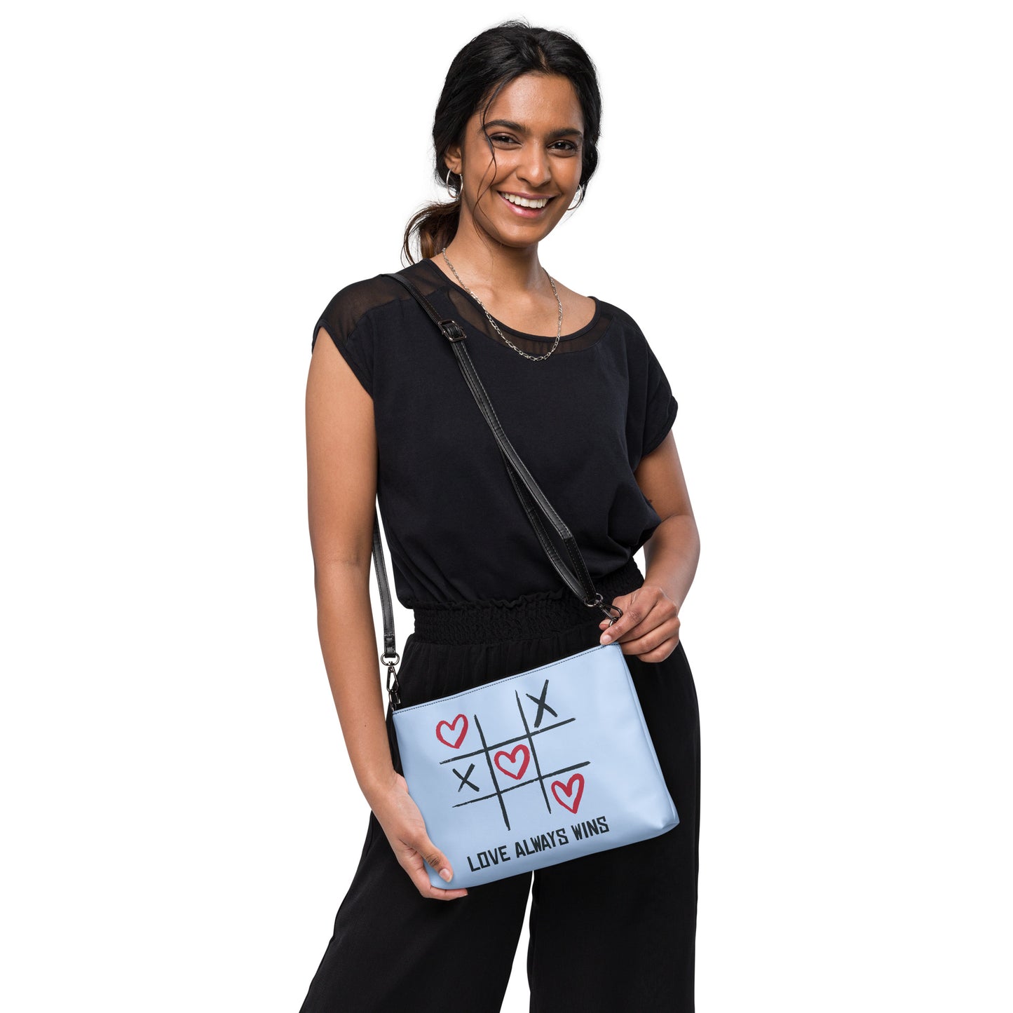 "LOVE ALWAYS WINS" BY XCLUSIF POETIX LIGHT BLUE Crossbody bag