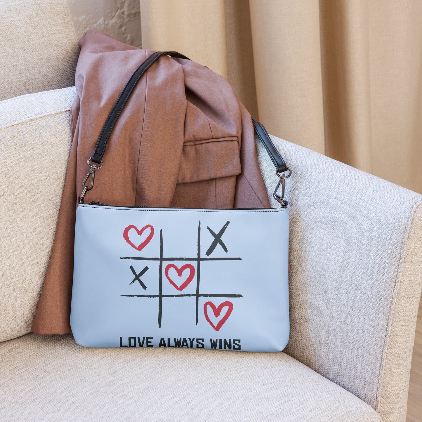 "LOVE ALWAYS WINS" BY XCLUSIF POETIX LIGHT BLUE Crossbody bag