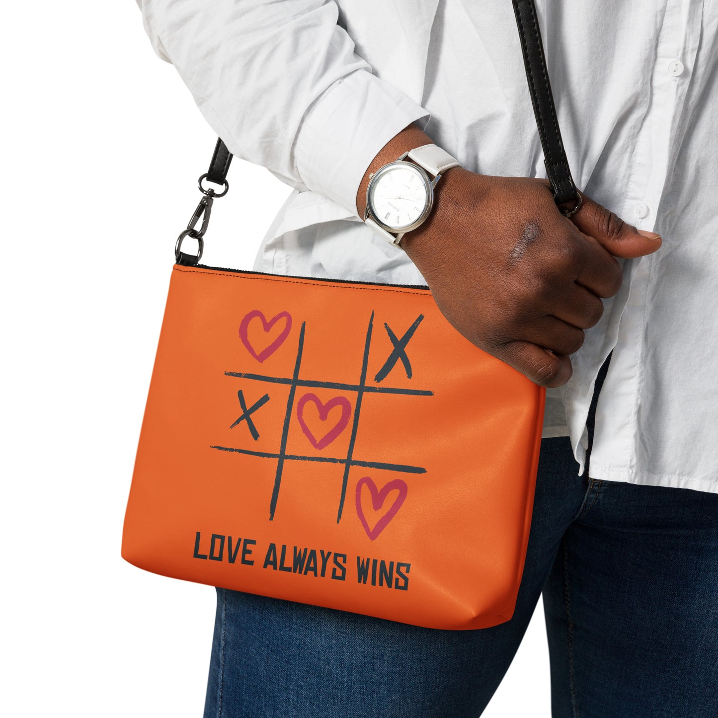 "LOVE ALWAYS WINS" BY XCLUSIF POETIX ORANGE Crossbody bag