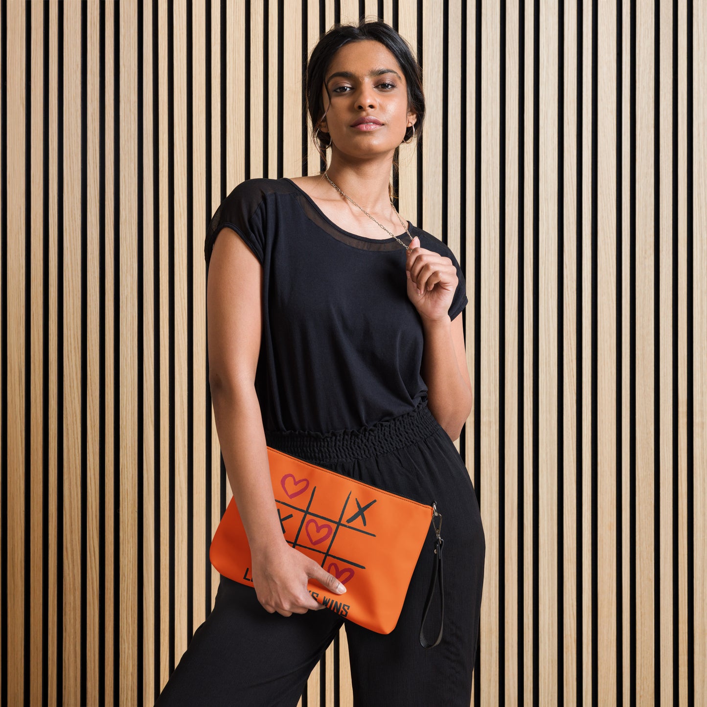 "LOVE ALWAYS WINS" BY XCLUSIF POETIX ORANGE Crossbody bag