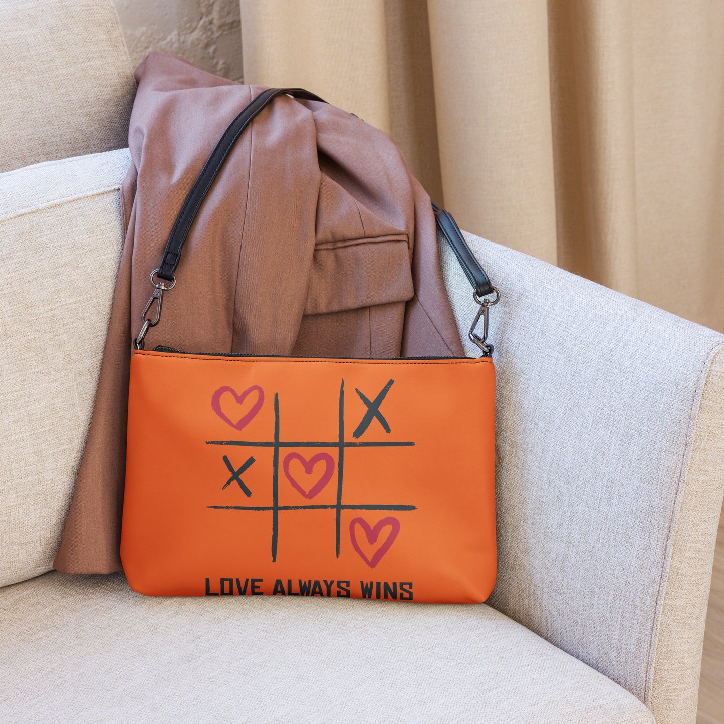 "LOVE ALWAYS WINS" BY XCLUSIF POETIX ORANGE Crossbody bag