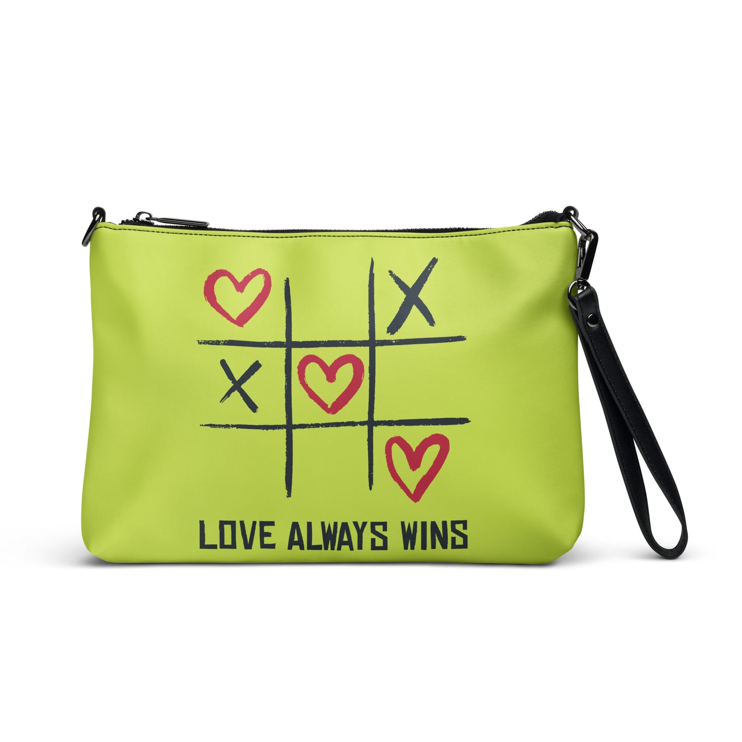 "LOVE ALWAYS WINS" BY XCLUSIF POETIX LIGHT GREEN Crossbody bag