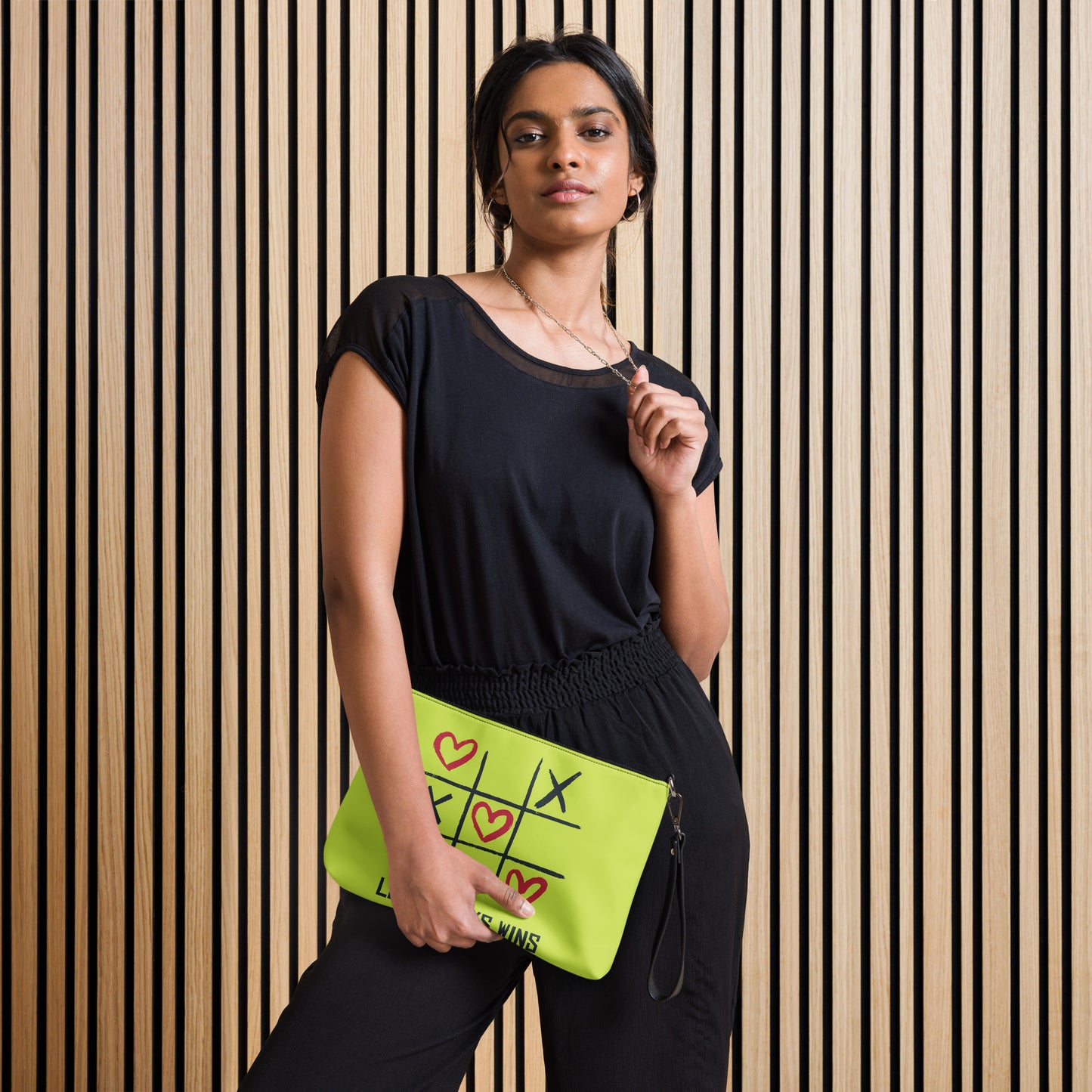 "LOVE ALWAYS WINS" BY XCLUSIF POETIX LIGHT GREEN Crossbody bag