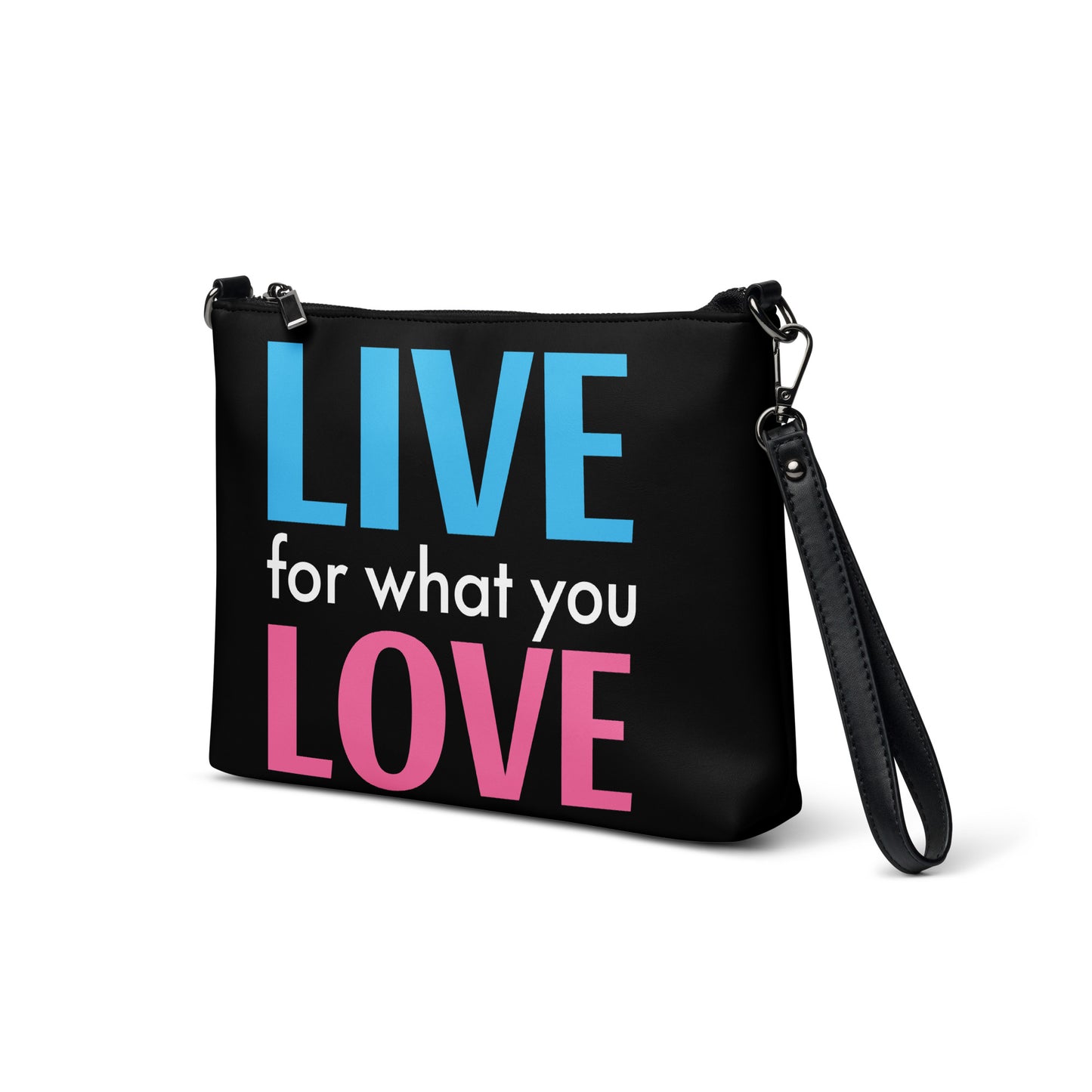 "LIVE FOR WHAT YOU LOVE" BY XCLUSIF POETIX BLACK Crossbody bag