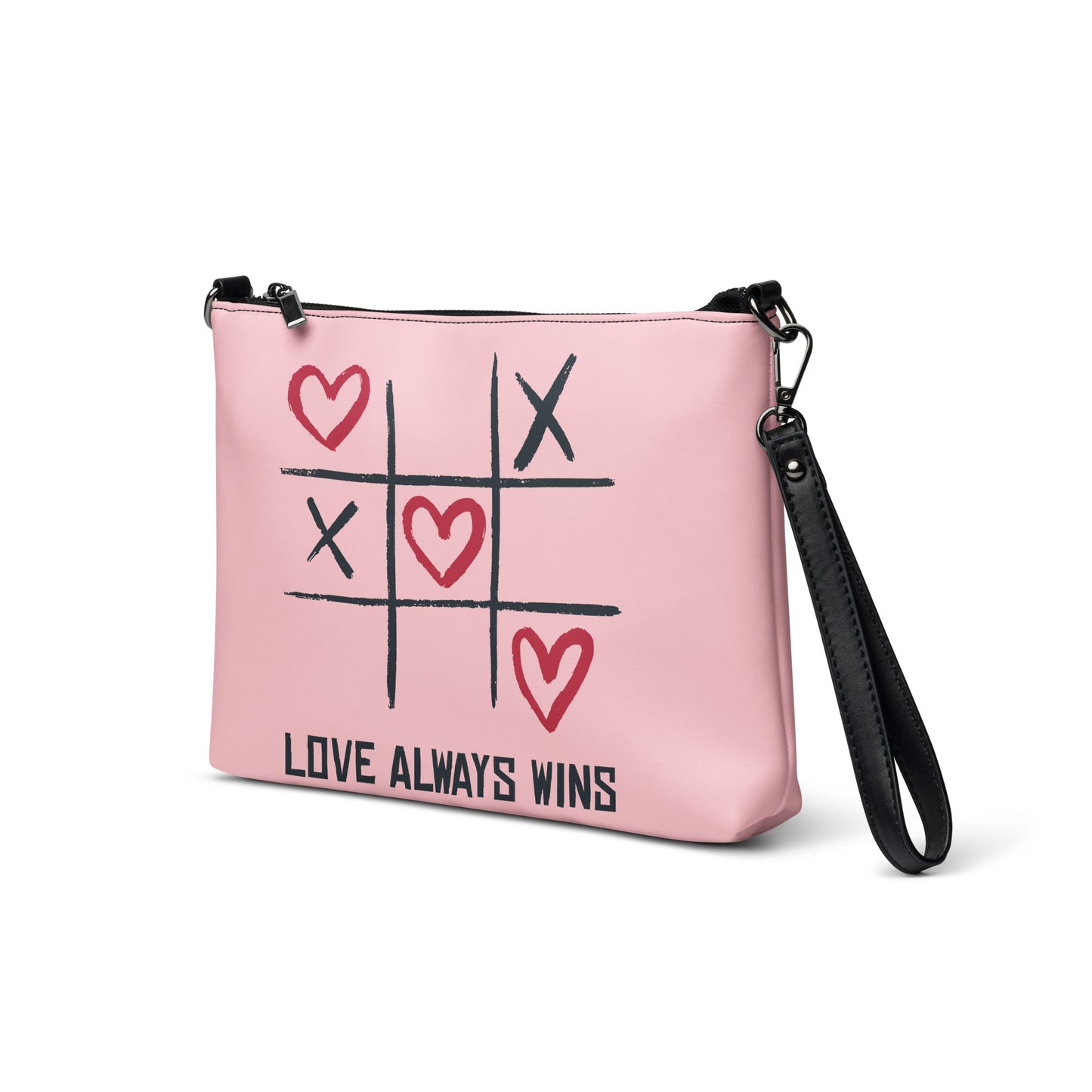 "LOVE ALWAYS WINS" BY XCLUSIF POETIX PINK Crossbody bag