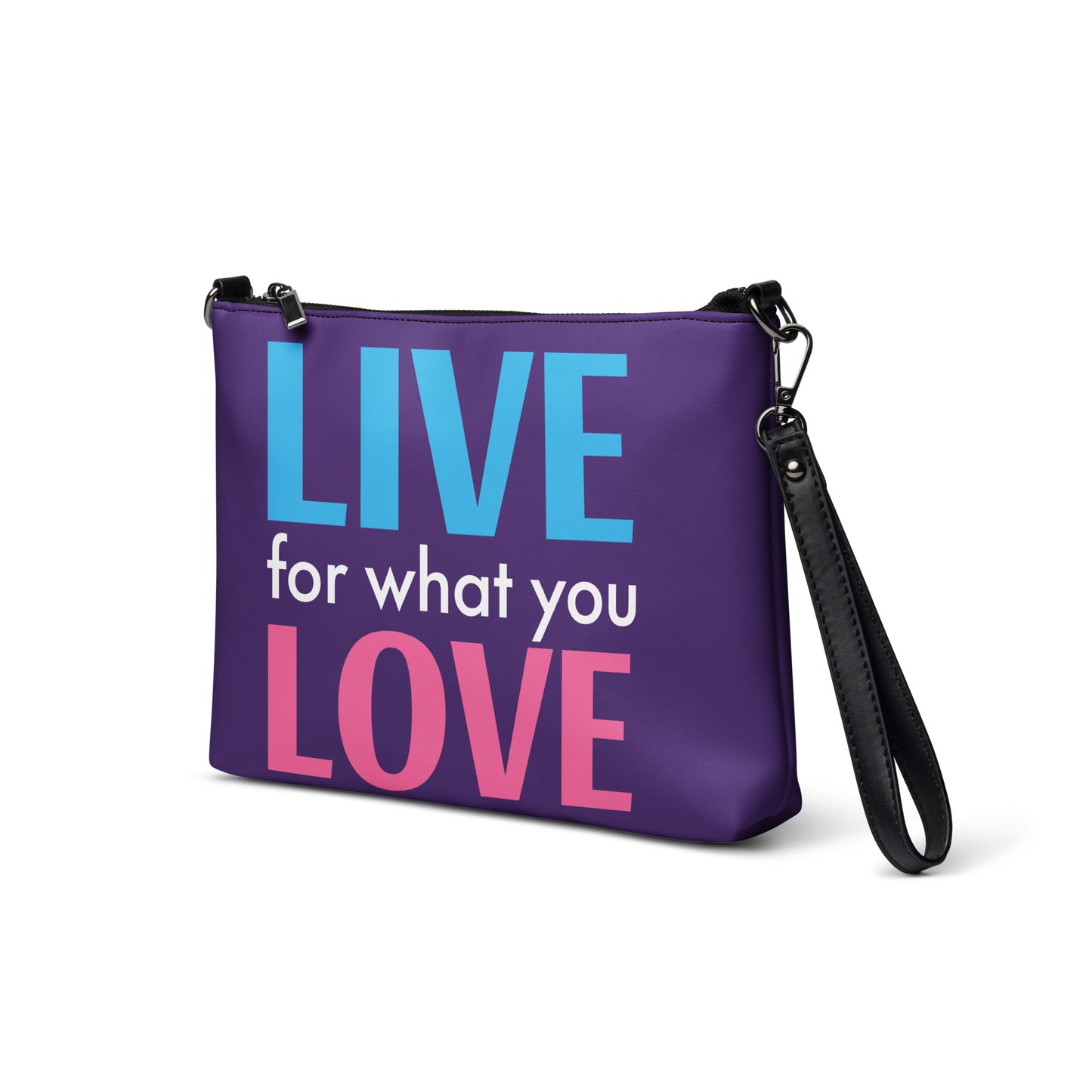 "LIVE FOR WHAT YOU LOVE" BY XCLUSIF POETIX PURPLE Crossbody bag