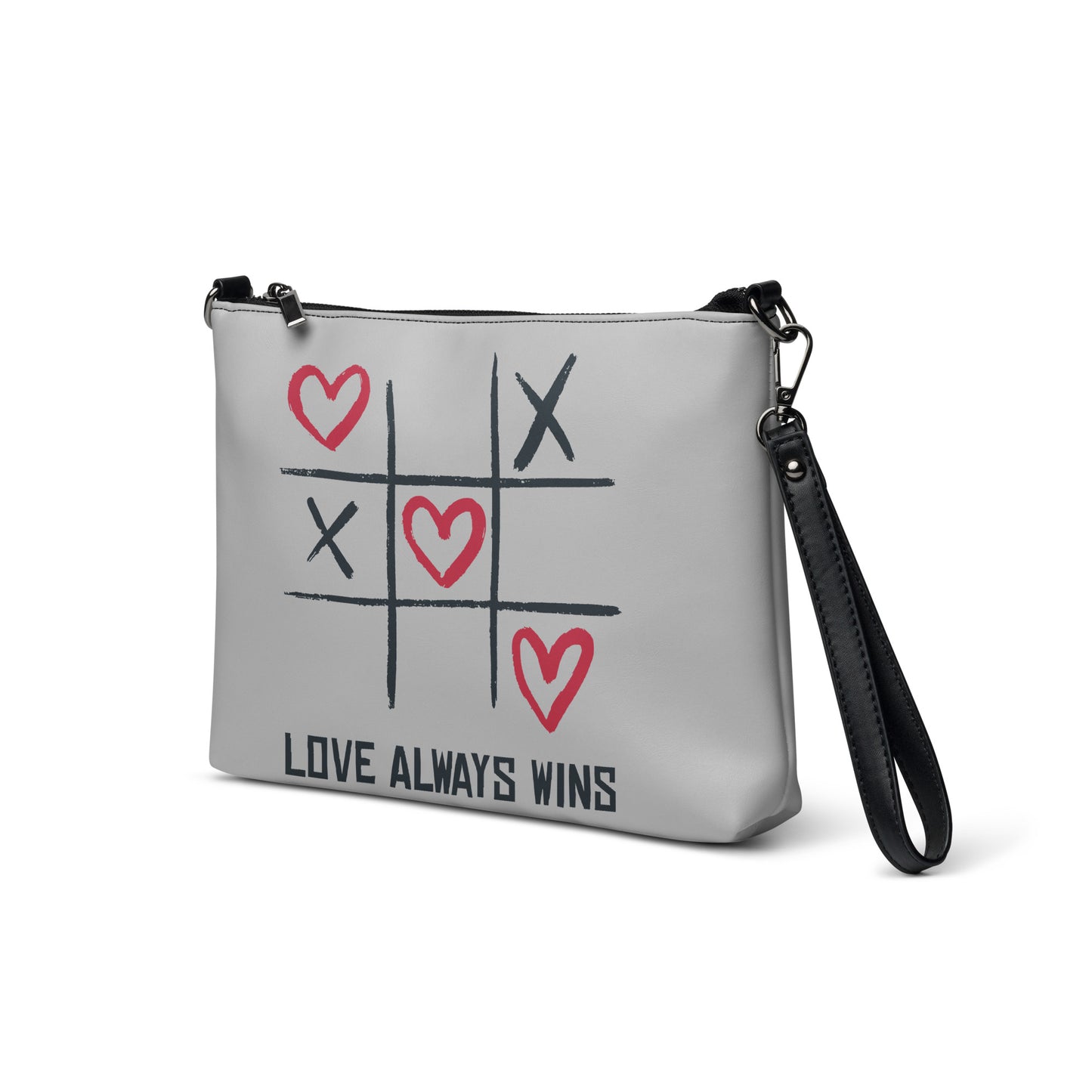 "LOVE ALWAYS WINS" BY XCLUSIF POETIX SILVER Crossbody bag