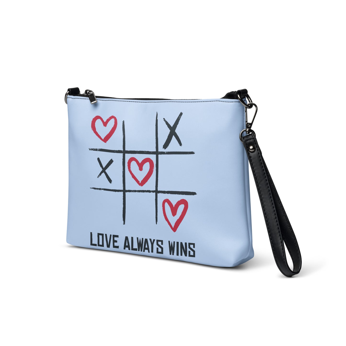 "LOVE ALWAYS WINS" BY XCLUSIF POETIX LIGHT BLUE Crossbody bag