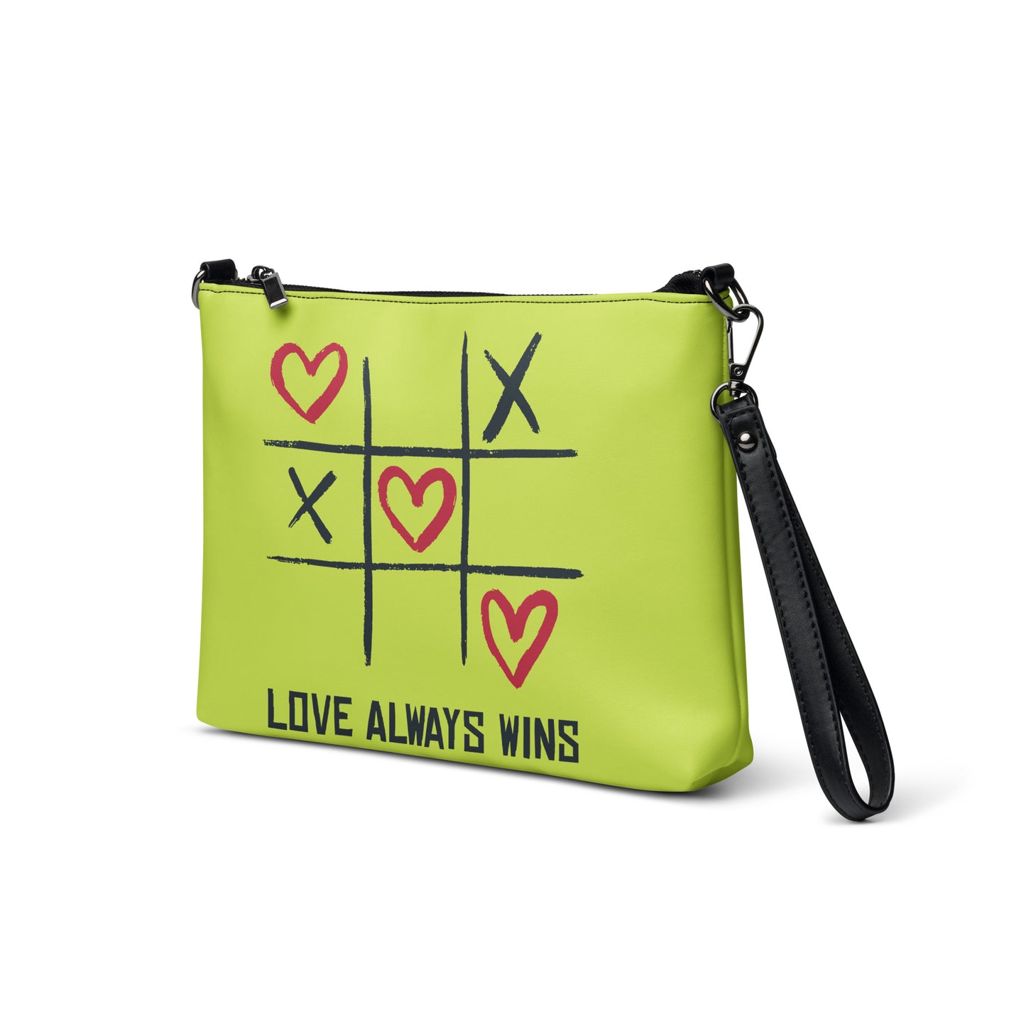 "LOVE ALWAYS WINS" BY XCLUSIF POETIX LIGHT GREEN Crossbody bag