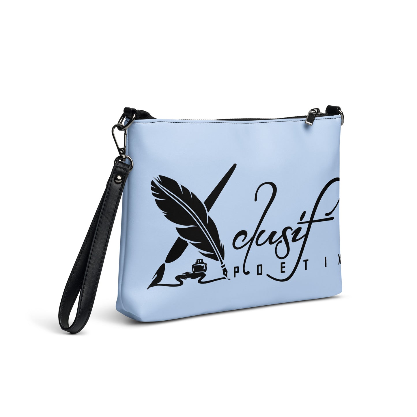 "LOVE ALWAYS WINS" BY XCLUSIF POETIX LIGHT BLUE Crossbody bag