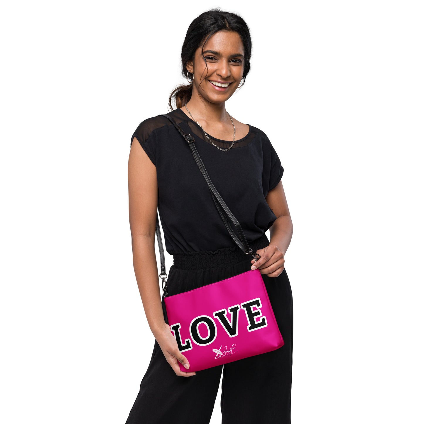 LOVE BY XCLUSIF POETIX HOT PINK & BLACK Crossbody bag