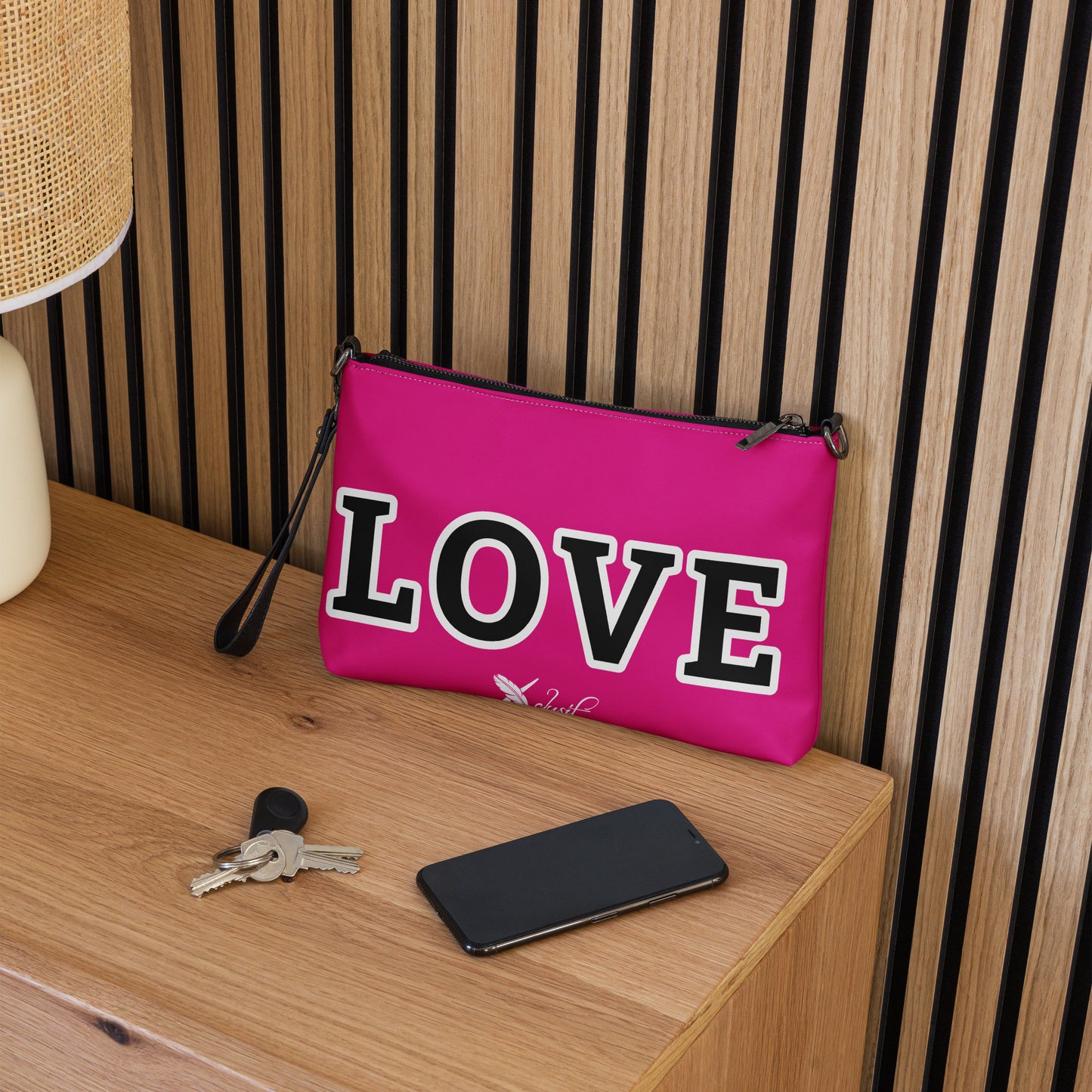 LOVE BY XCLUSIF POETIX HOT PINK & BLACK Crossbody bag