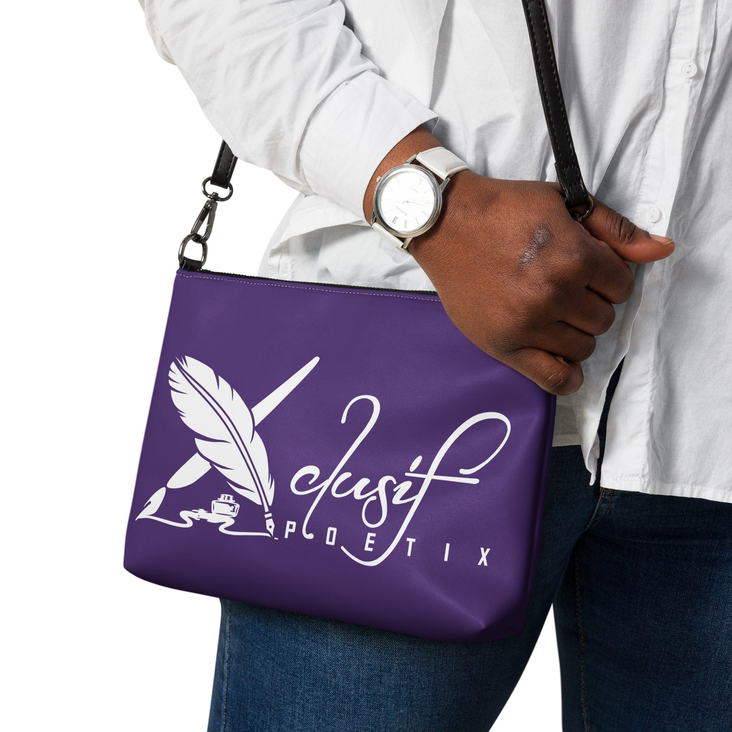 "LIVE FOR WHAT YOU LOVE" BY XCLUSIF POETIX PURPLE Crossbody bag