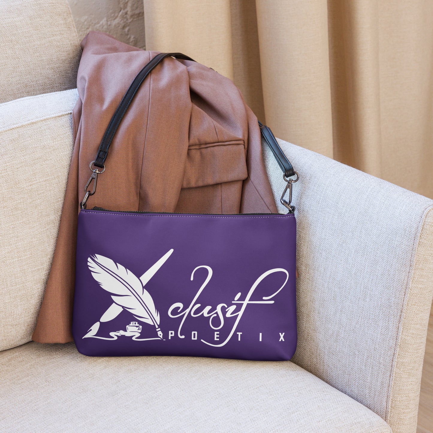 "LIVE FOR WHAT YOU LOVE" BY XCLUSIF POETIX PURPLE Crossbody bag