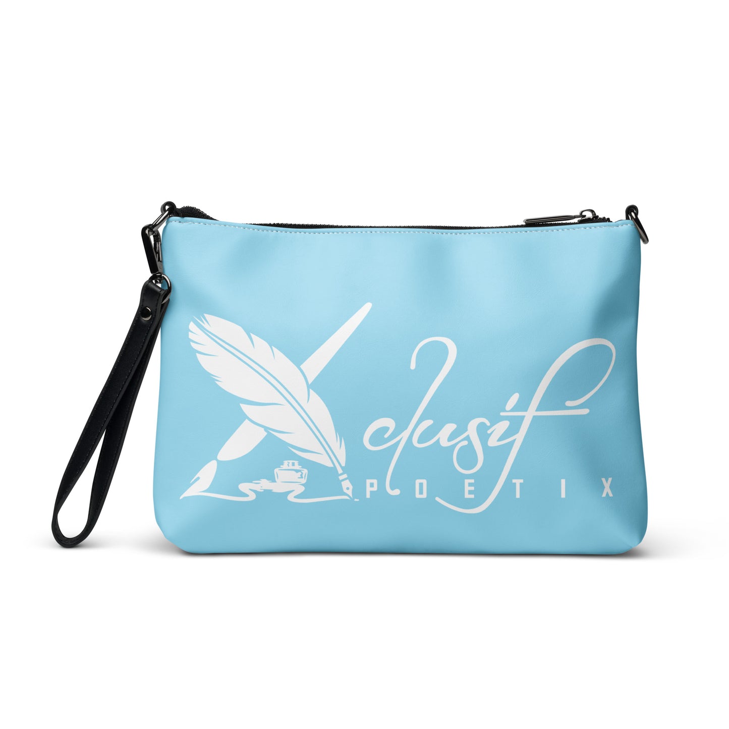 "LIVE FOR WHAT YOU LOVE" BY XCLUSIF POETIX LIGHT BLUE Crossbody bag