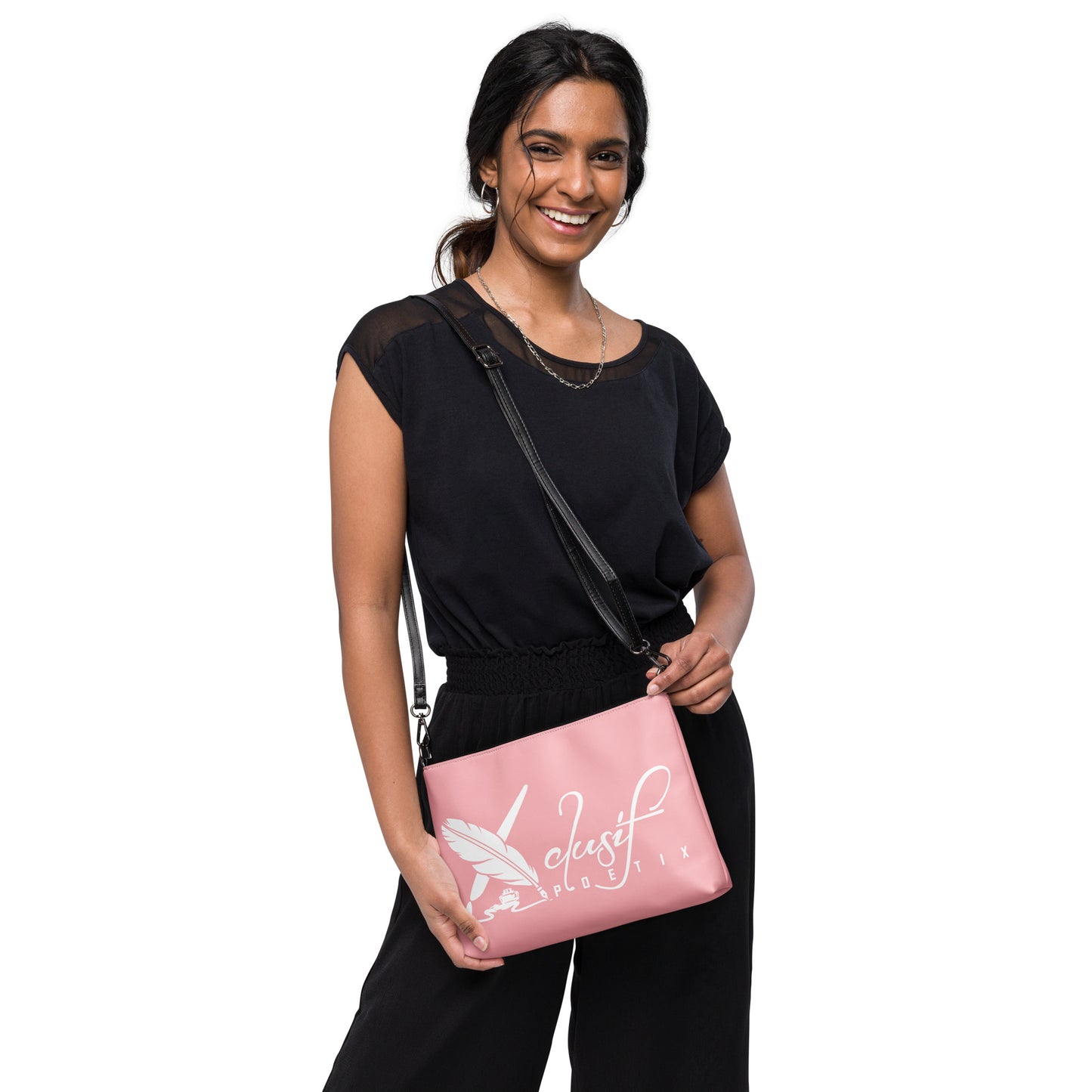 "LIVE FOR WHAT YOU LOVE" BY XCLUSIF POETIX PINK Crossbody bag