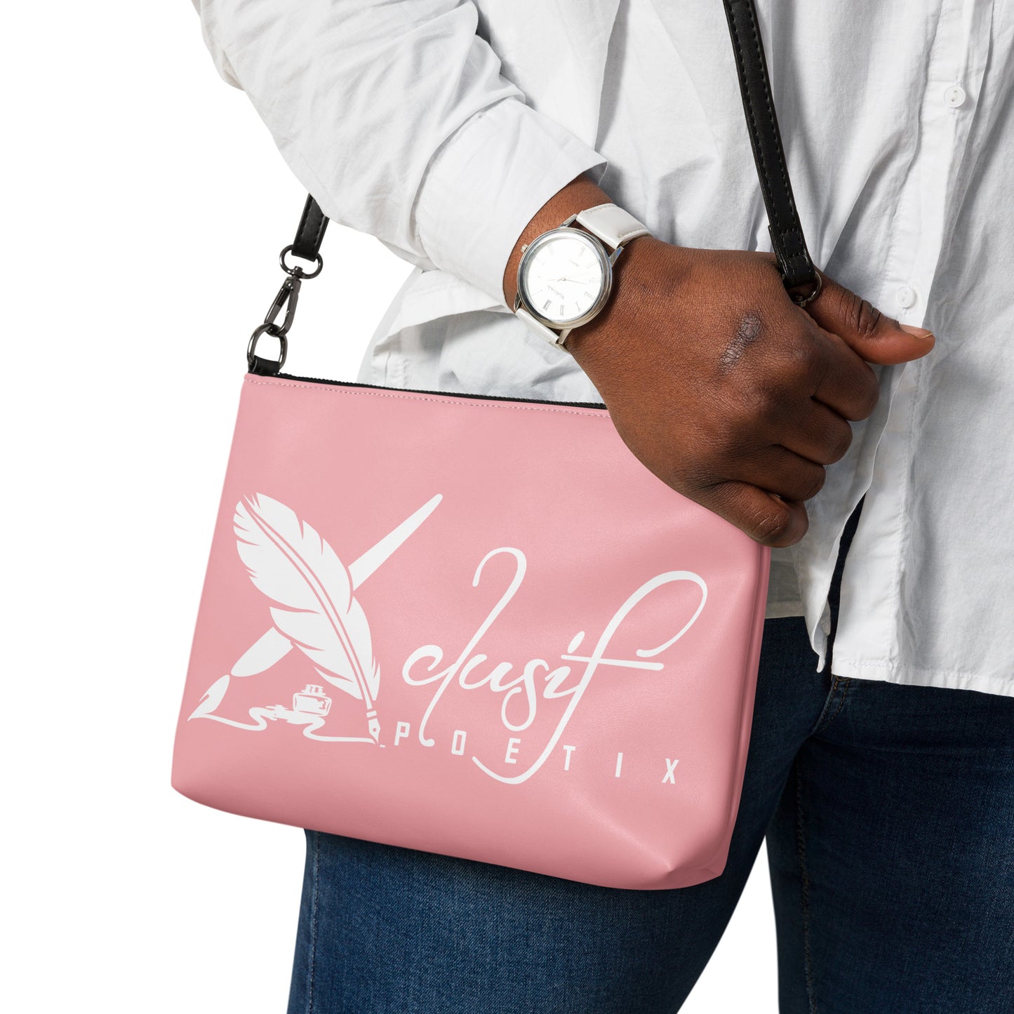 "LIVE FOR WHAT YOU LOVE" BY XCLUSIF POETIX PINK Crossbody bag