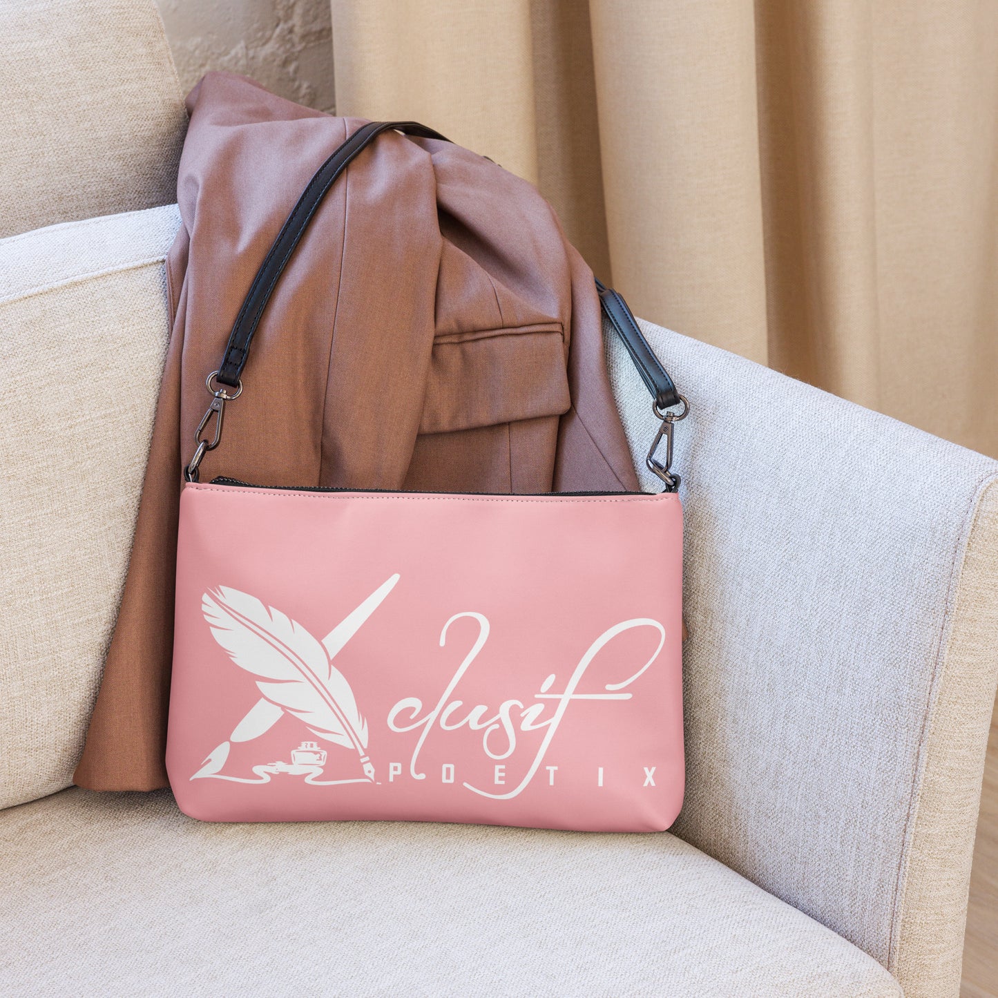 "LIVE FOR WHAT YOU LOVE" BY XCLUSIF POETIX PINK Crossbody bag