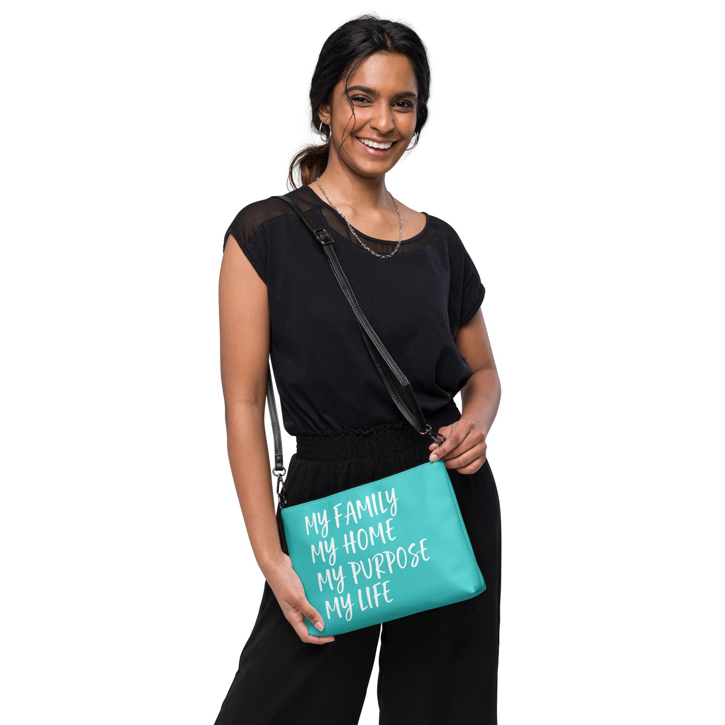 BLESSED BY XCLUSIF POETIX TURQUOISE & WHITE Crossbody bag