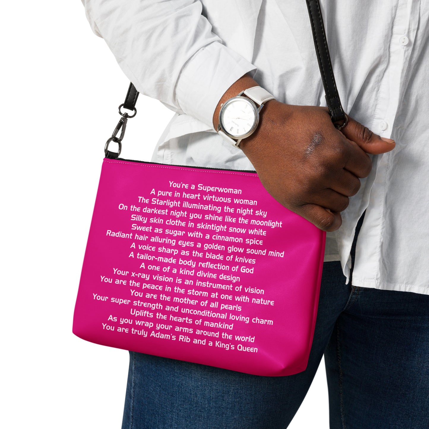 SUPERWOMAN BY XCLUSIF POETIX HOT PINK & WHITE Crossbody bag