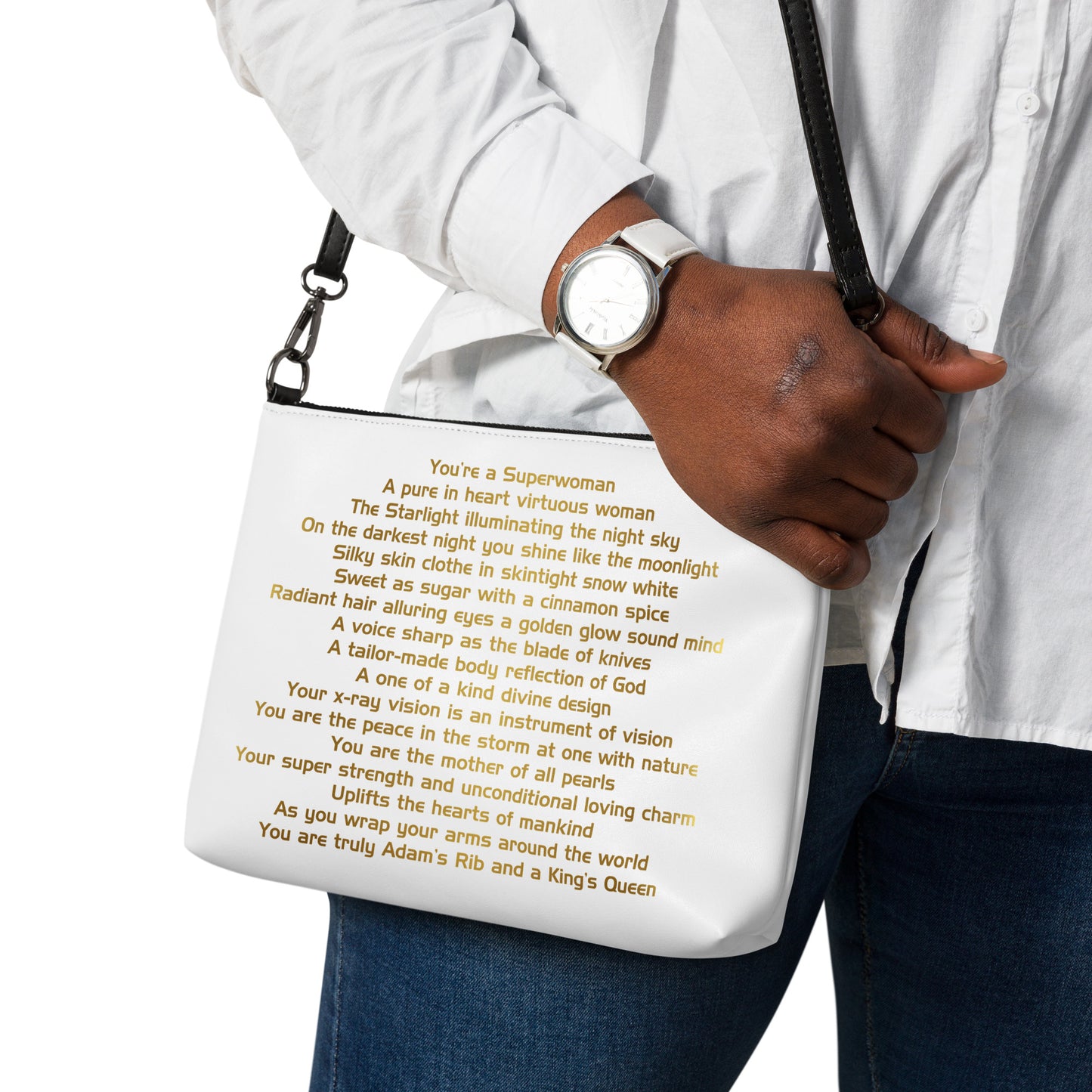 SUPERWOMAN BY XCLUSIF POETIX WHITE & GOLD Crossbody bag