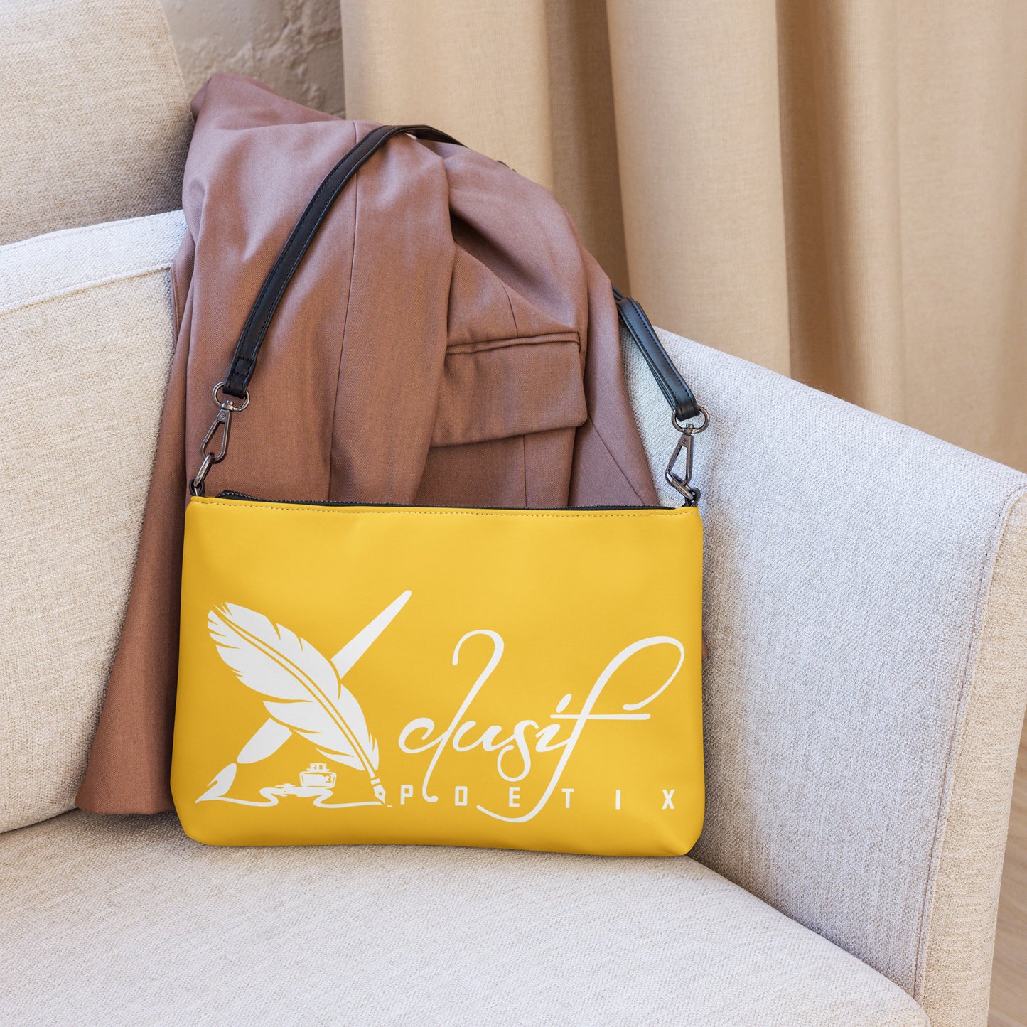 "LIVE FOR WHAT YOU LOVE" BY XCLUSIF POETIX YELLOW Crossbody bag