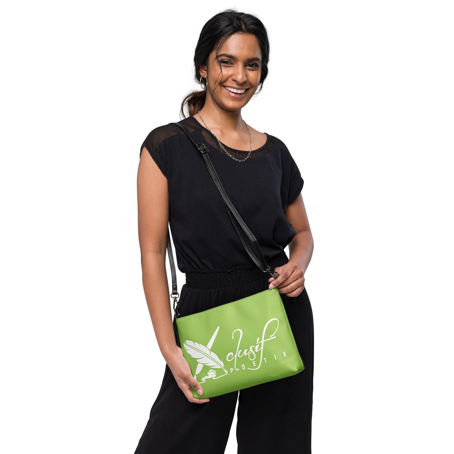 "LIVE FOR WHAT YOU LOVE" BY XCLUSIF POETIX GREEN Crossbody bag