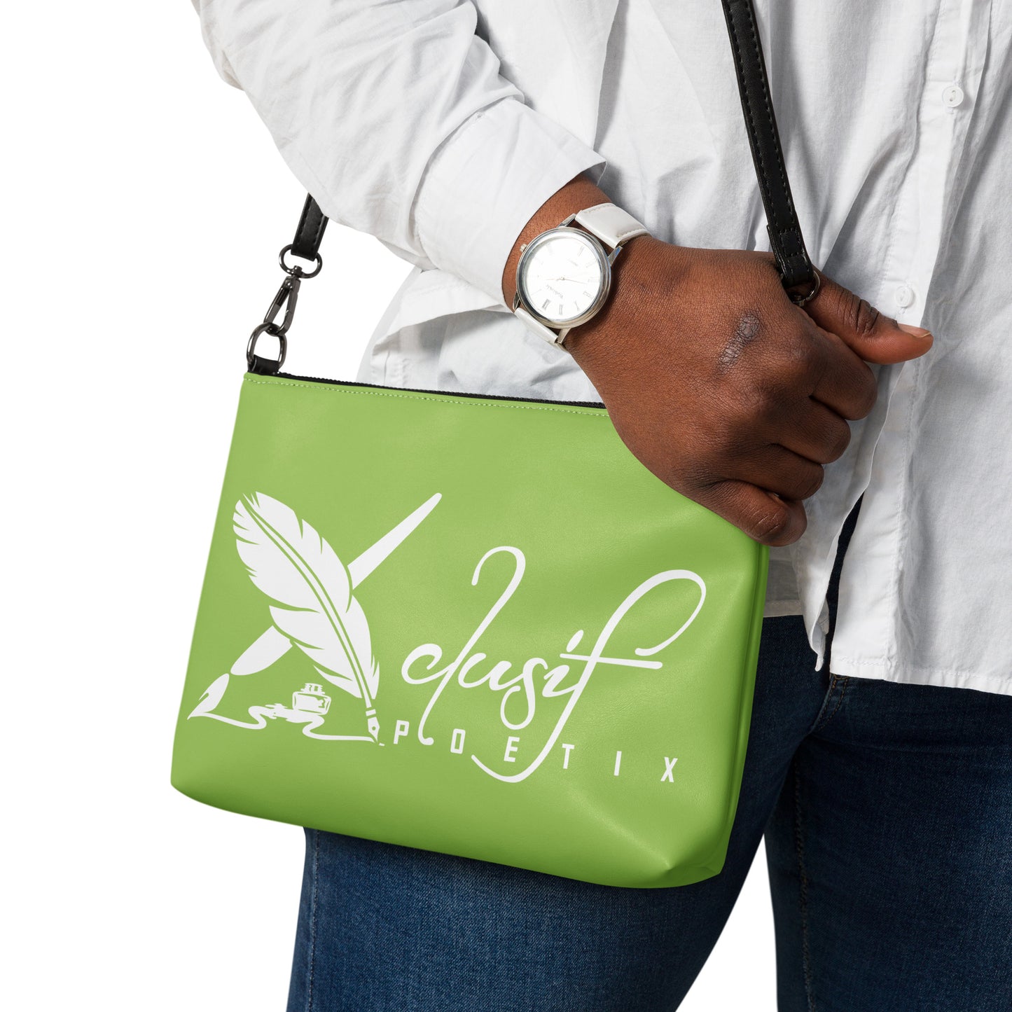 "LIVE FOR WHAT YOU LOVE" BY XCLUSIF POETIX GREEN Crossbody bag