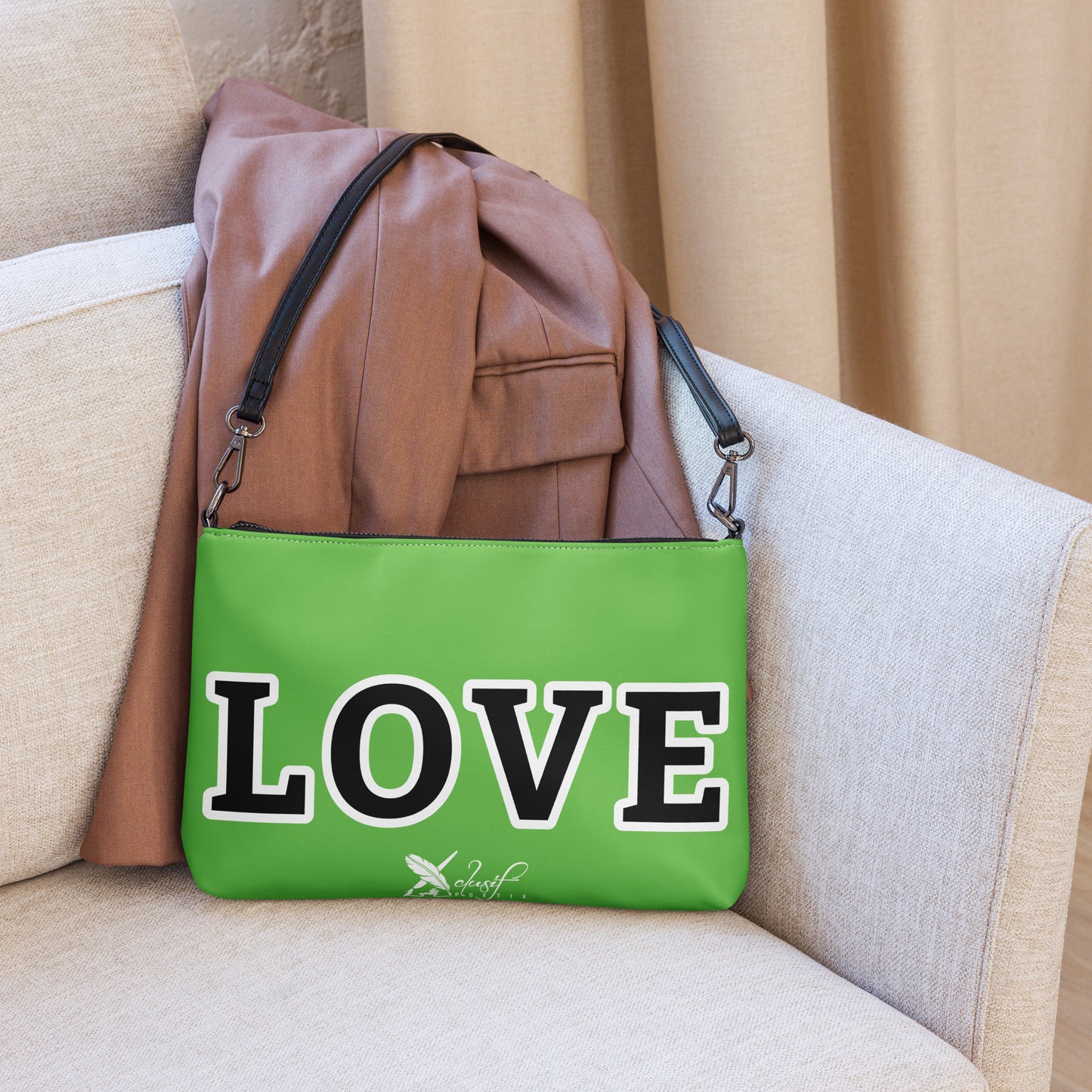 LOVE BY XCLUSIF POETIX GREEN & BLACK Crossbody bag