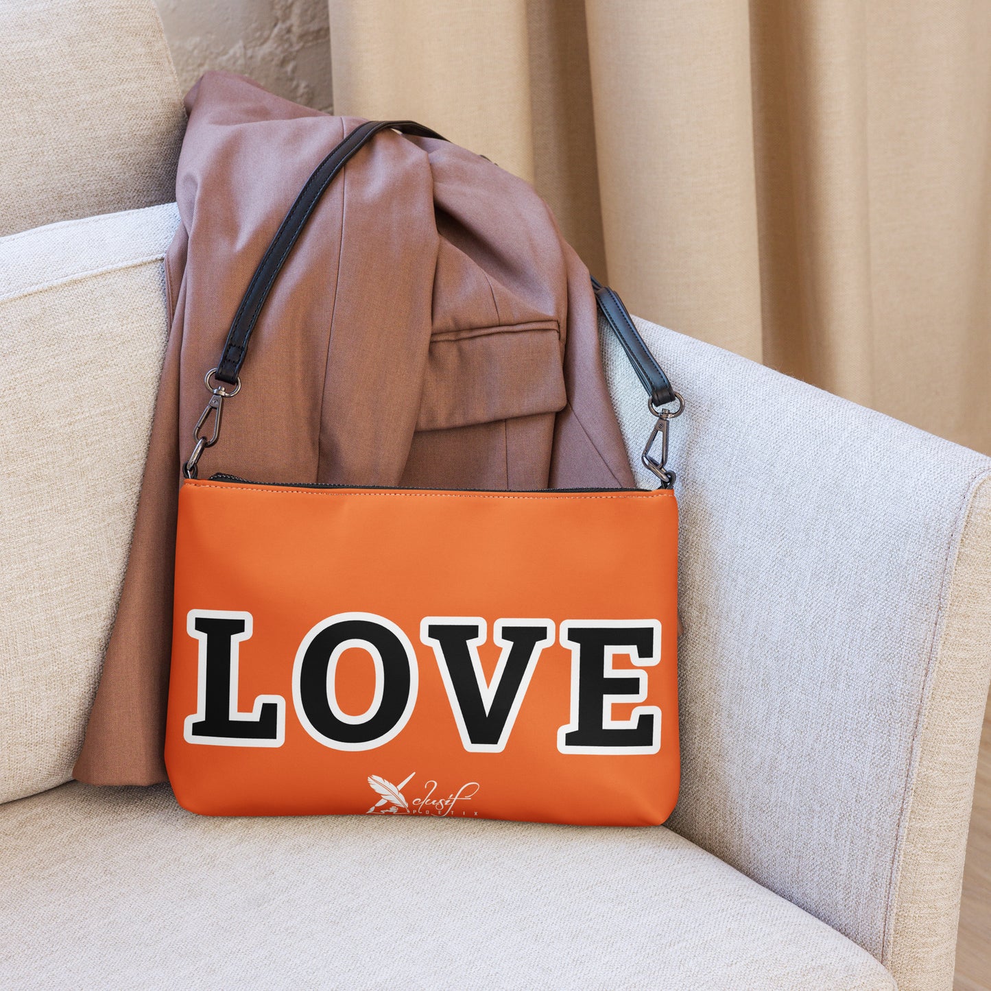 LOVE BY XCLUSIF POETIX ORANGE & BLACK Crossbody bag