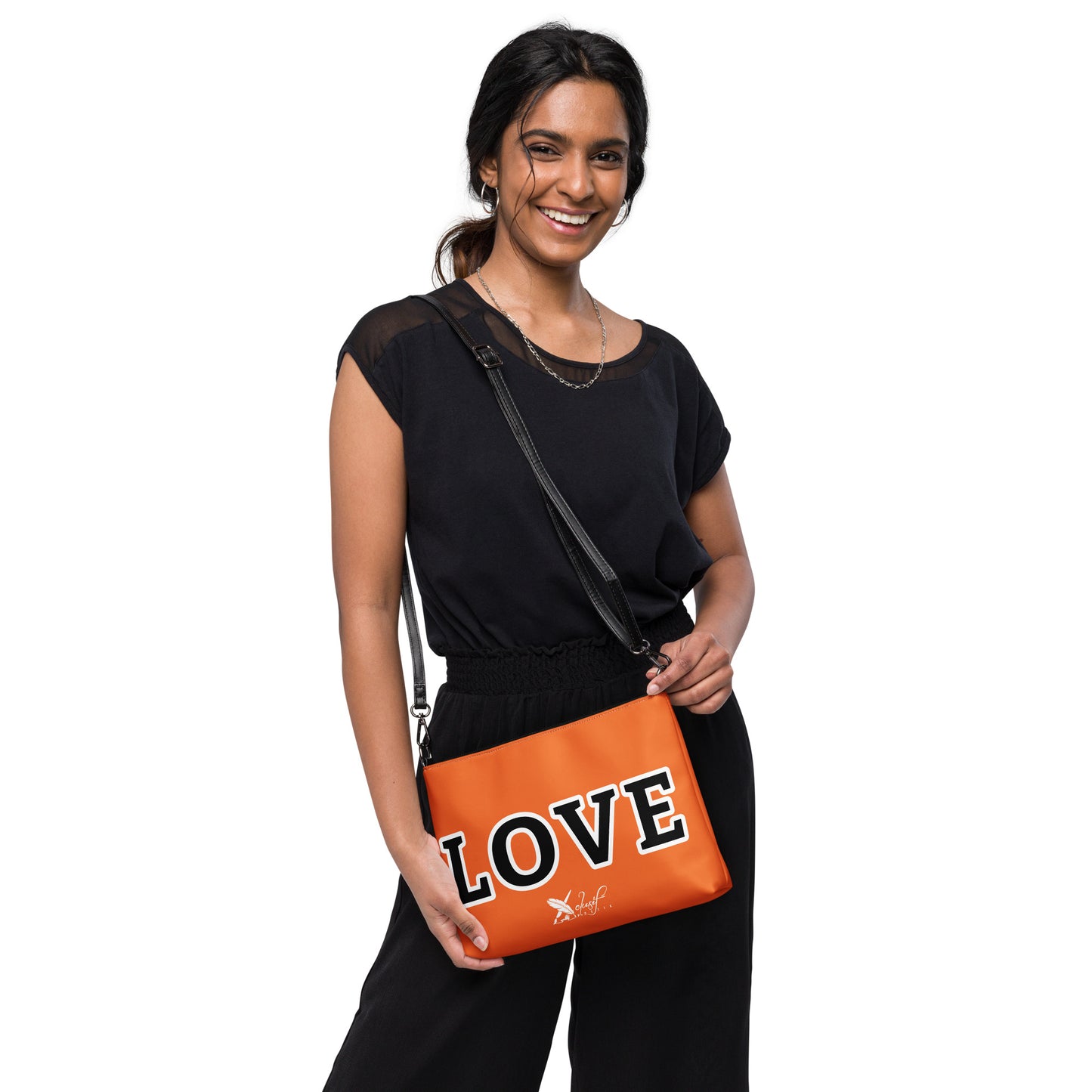 LOVE BY XCLUSIF POETIX ORANGE & BLACK Crossbody bag