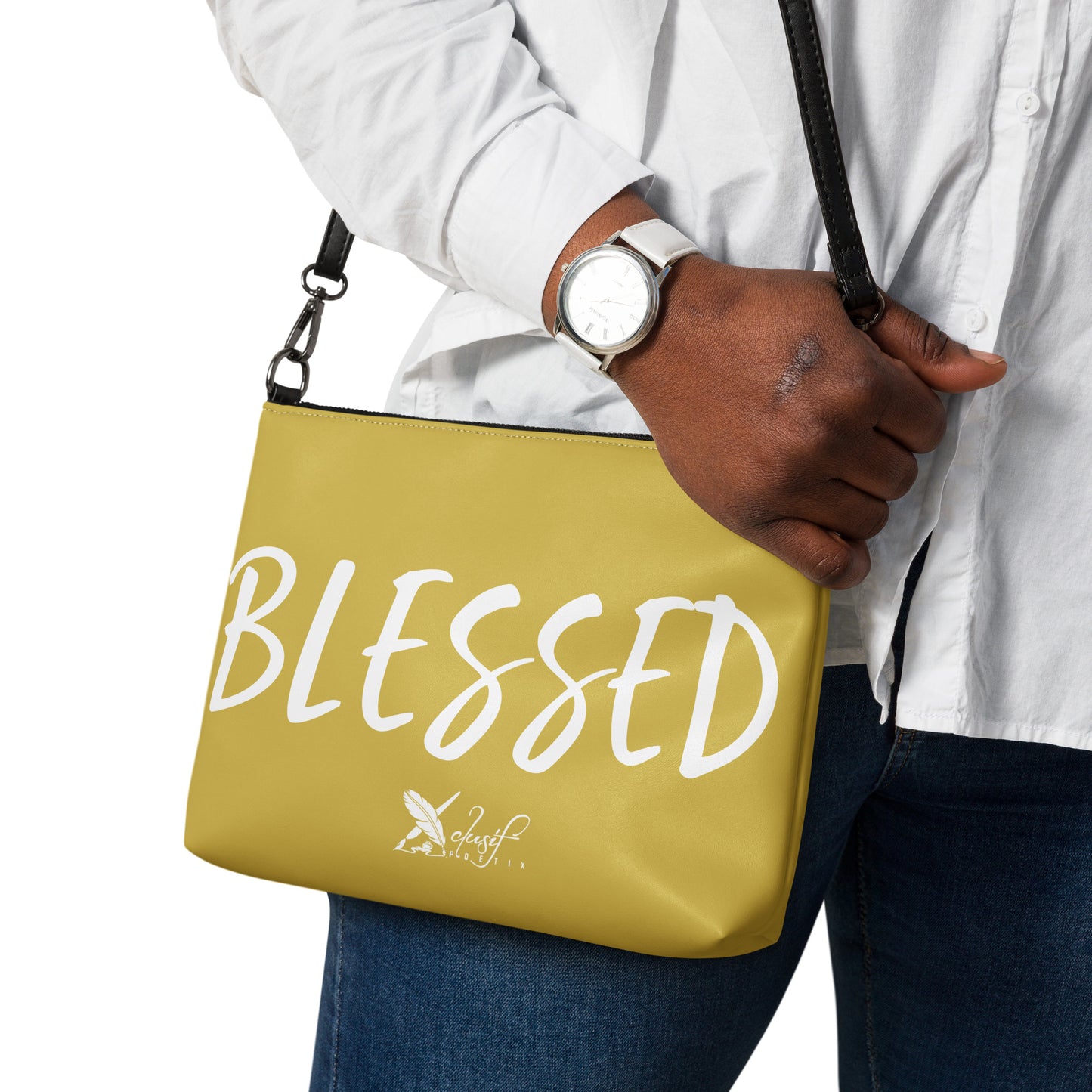 BLESSED BY XCLUSIF POETIX GOLD & WHITE Crossbody bag