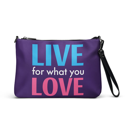 "LIVE FOR WHAT YOU LOVE" BY XCLUSIF POETIX PURPLE Crossbody bag