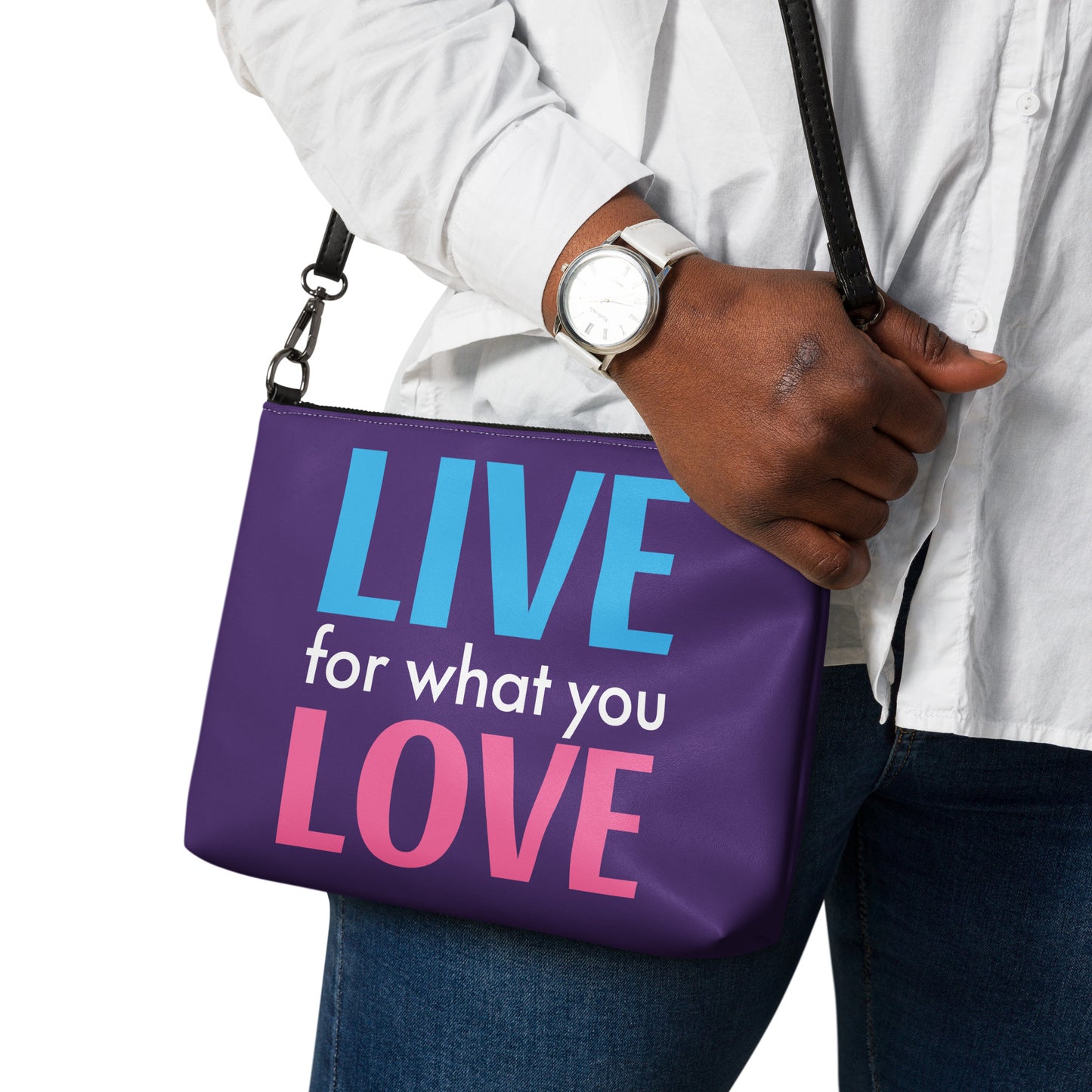 "LIVE FOR WHAT YOU LOVE" BY XCLUSIF POETIX PURPLE Crossbody bag