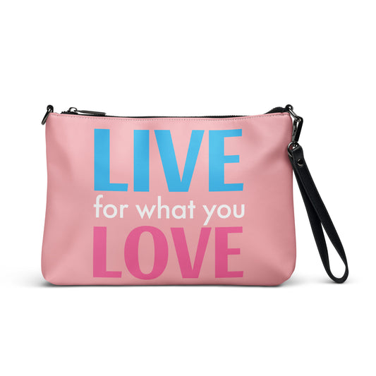 "LIVE FOR WHAT YOU LOVE" BY XCLUSIF POETIX PINK Crossbody bag