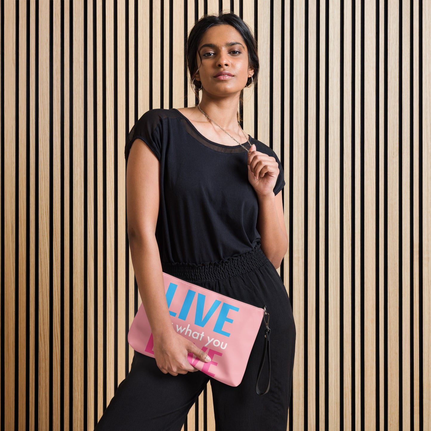 "LIVE FOR WHAT YOU LOVE" BY XCLUSIF POETIX PINK Crossbody bag