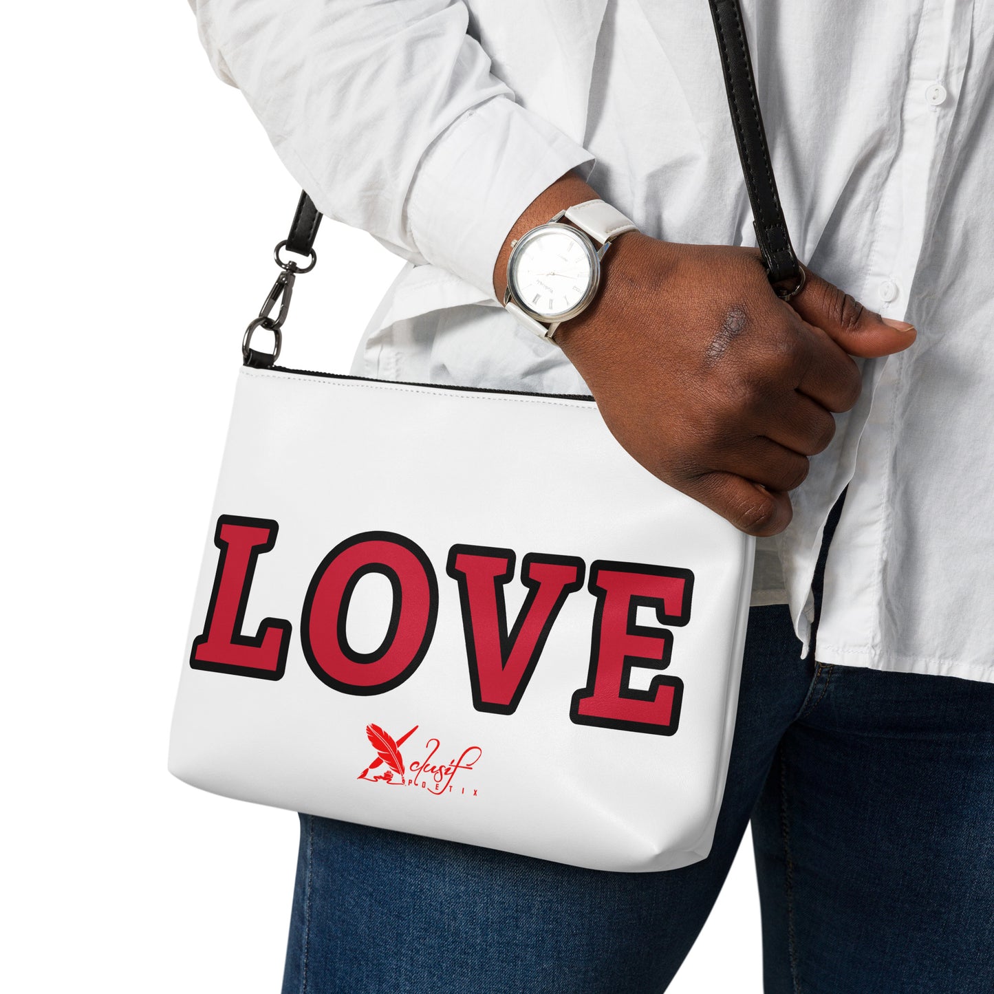 LOVE BY XCLUSIF POETIX WHITE & RED Crossbody bag