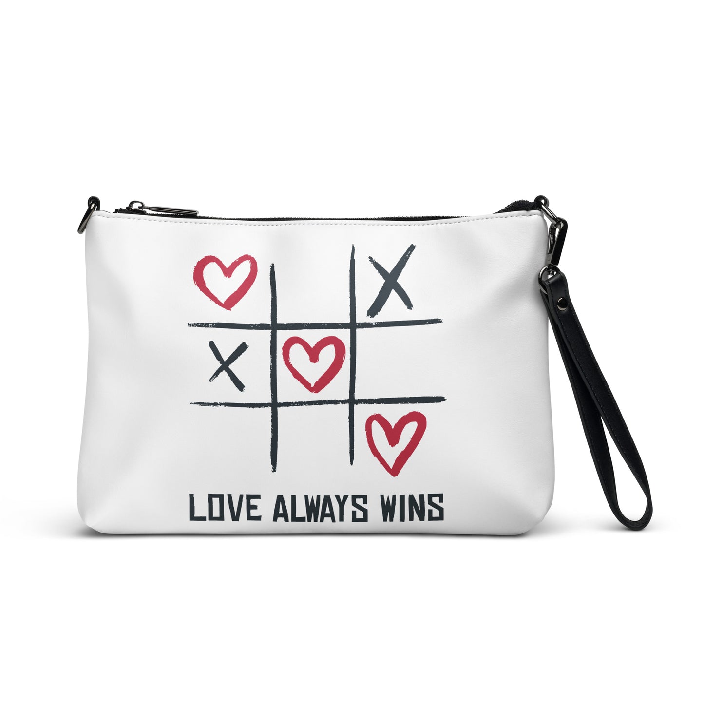 "LOVE ALWAYS WINS" BY XCLUSIF POETIX WHITE Crossbody bag