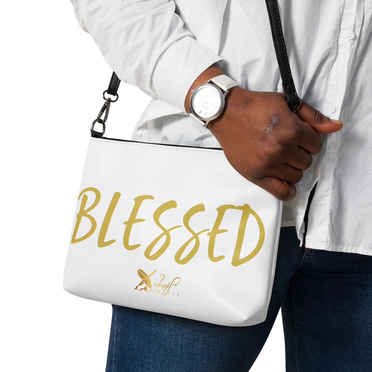 BLESSED BY XCLUSIF POETIX WHITE & GOLD Crossbody bag