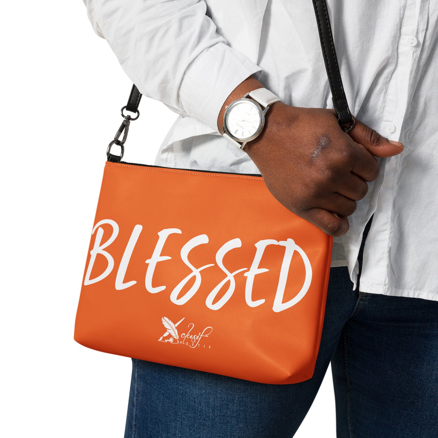 BLESSED BY XCLUSIF POETIX ORANGE & WHITE Crossbody bag