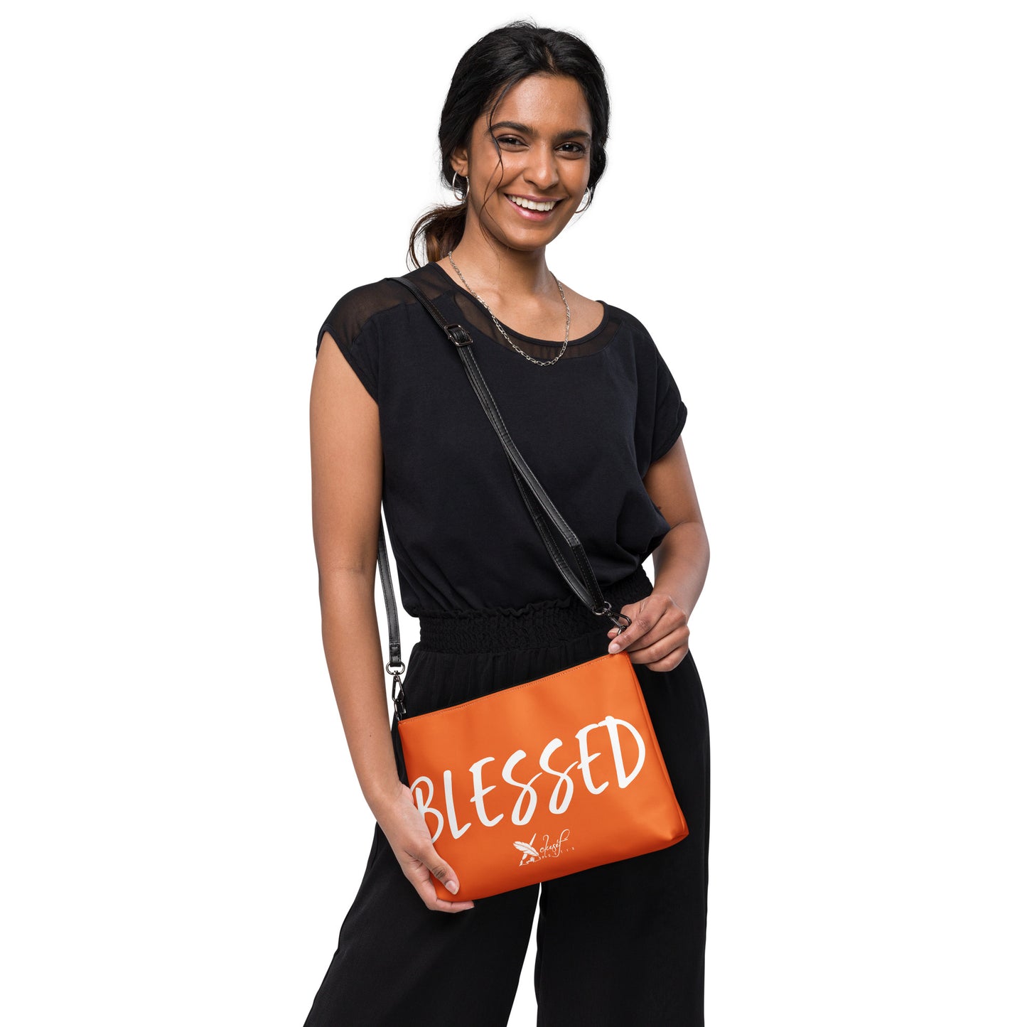 BLESSED BY XCLUSIF POETIX ORANGE & WHITE Crossbody bag