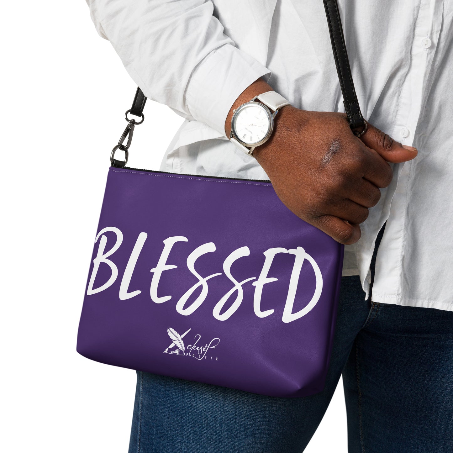 BLESSED BY XCLUSIF POETIX PURPLE & WHITE Crossbody bag