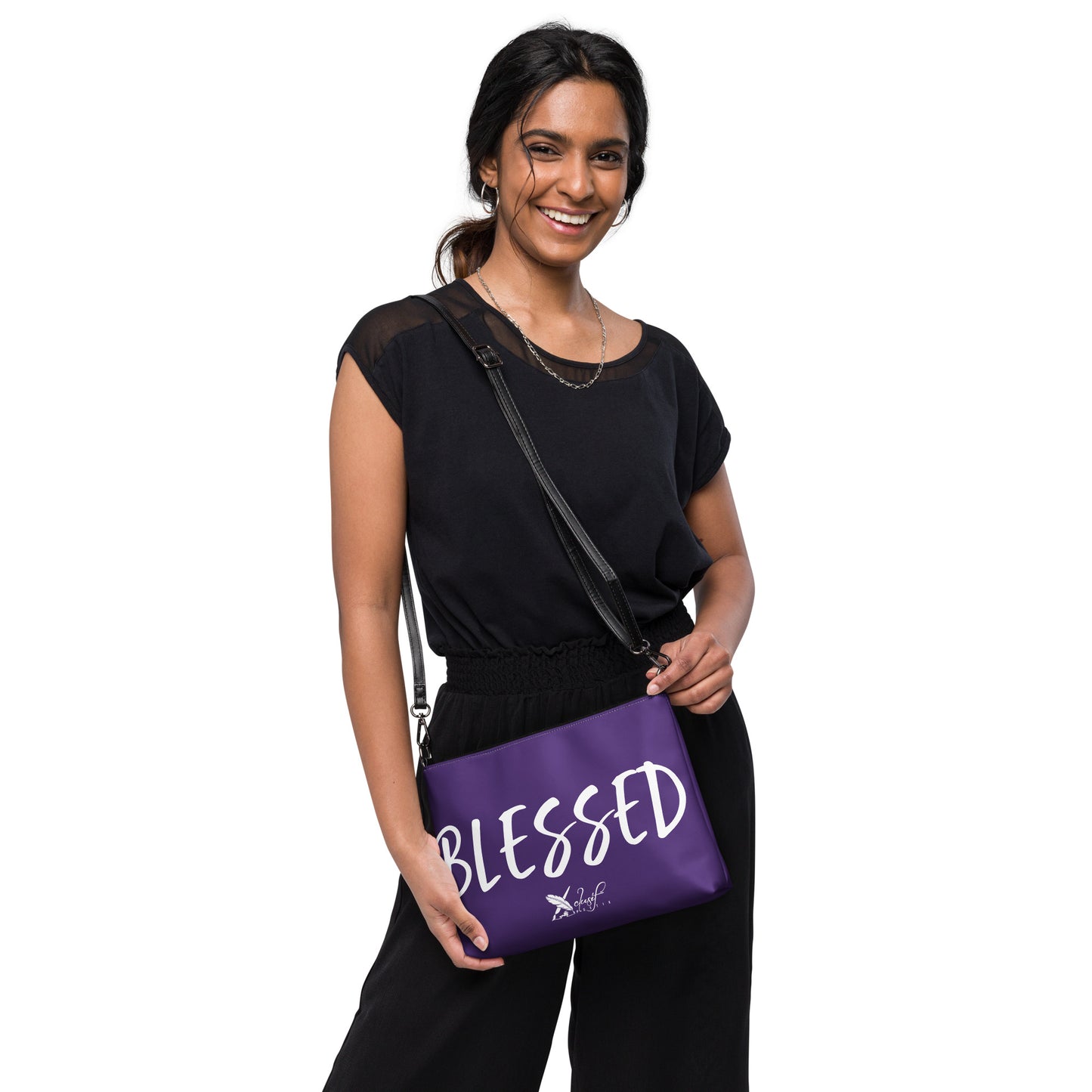 BLESSED BY XCLUSIF POETIX PURPLE & WHITE Crossbody bag