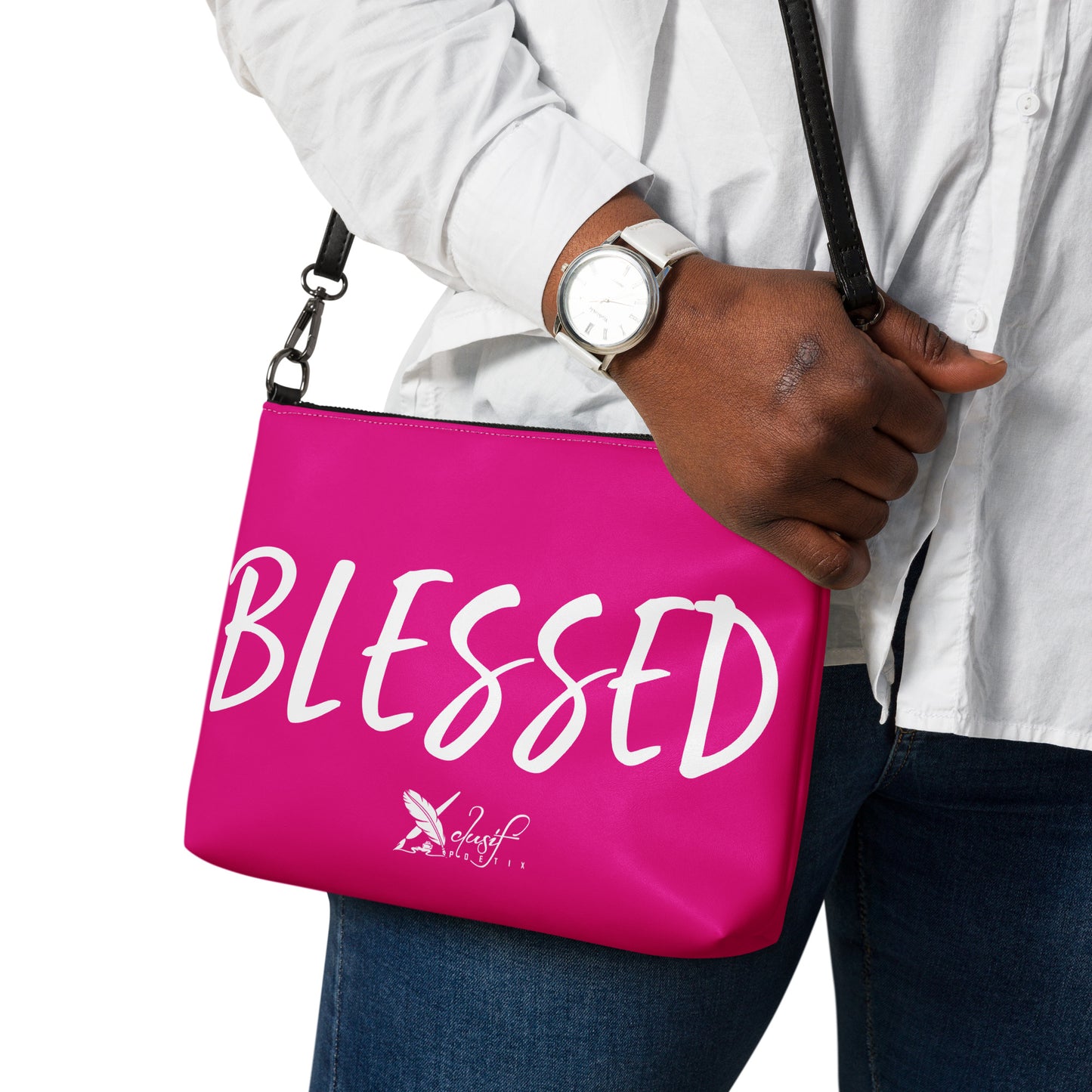 BLESSED BY XCLUSIF POETIX HOT PINK & WHITE Crossbody bag