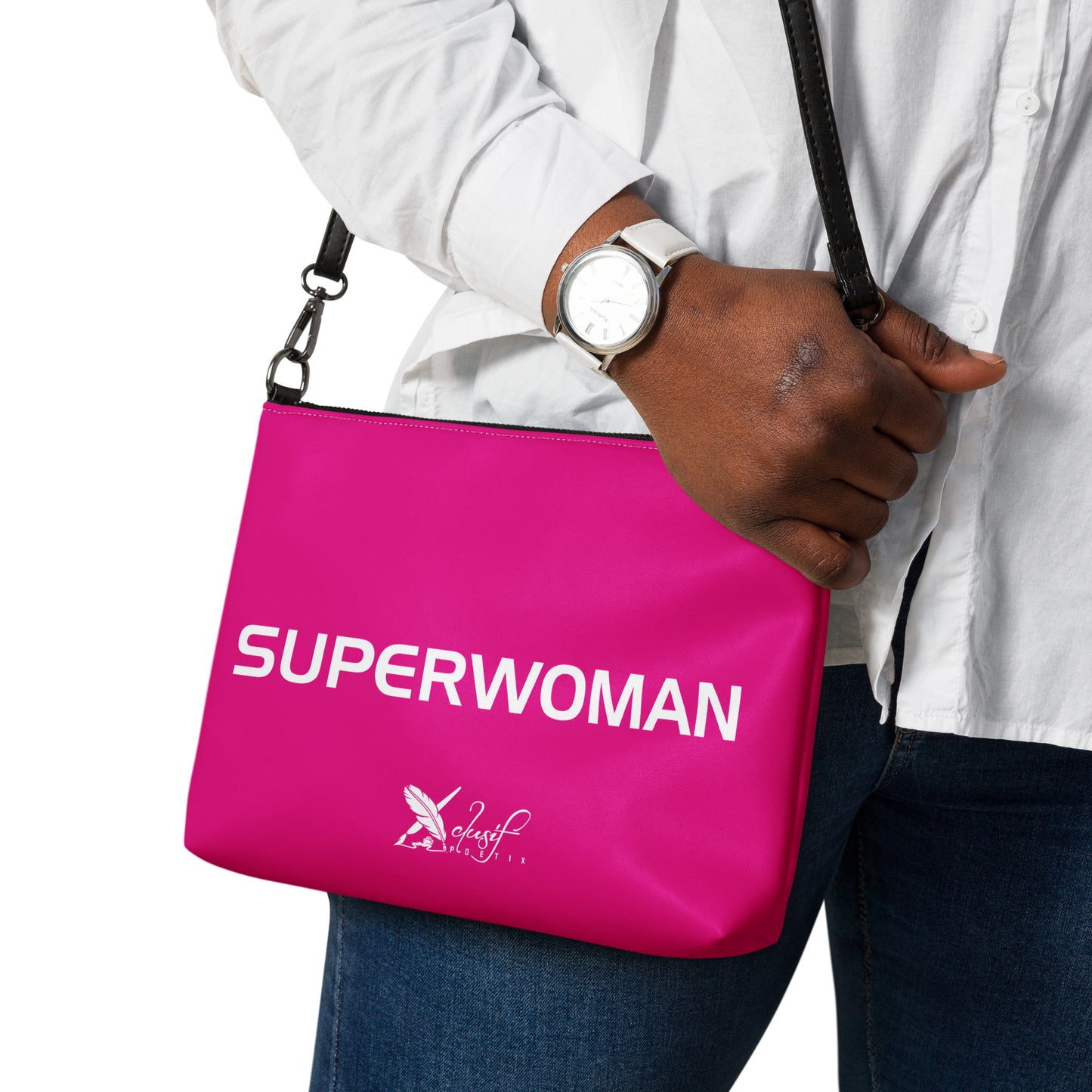 SUPERWOMAN BY XCLUSIF POETIX HOT PINK & WHITE Crossbody bag